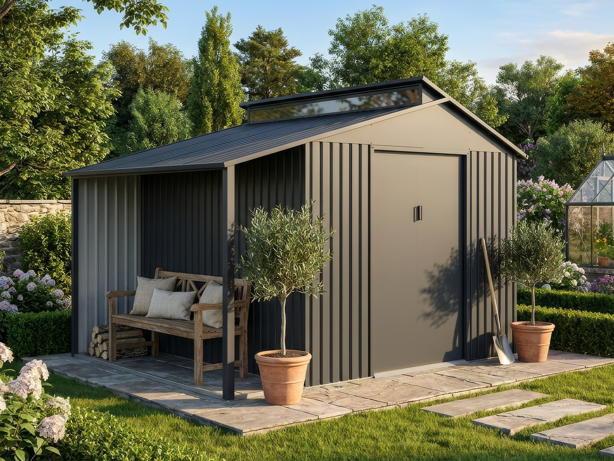 24% Rabatt ✓ 4 × 2 m | Metall Gerätehaus Viva Varianta 9,12 m² | Schiebetür | Pultdach | Schleppdach | modern Unkategorisiert online kaufen