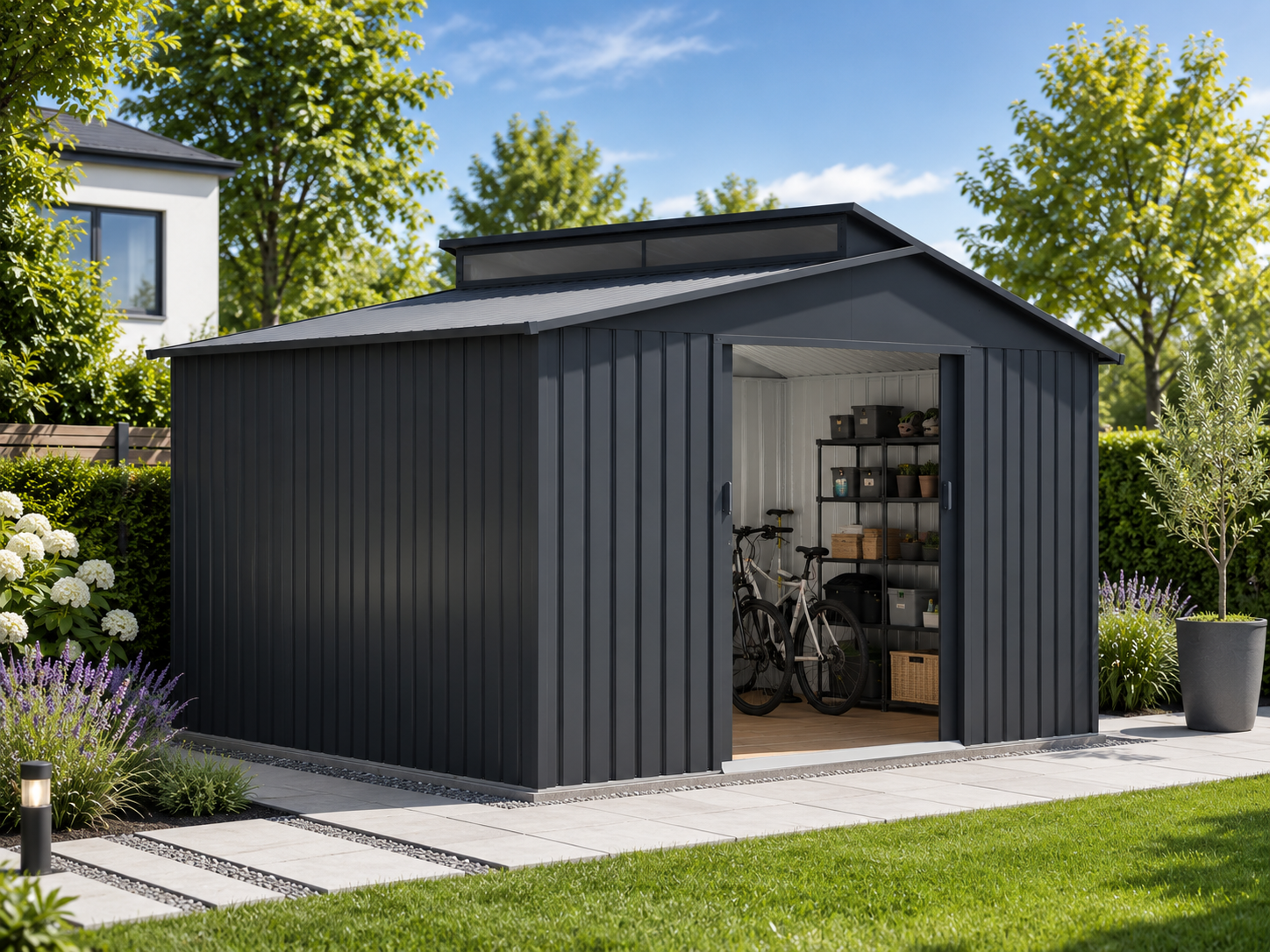 24% Rabatt ✓ 6 × 2 m | Metall Gerätehaus Viva 13,36 m² | Schiebetür | Pultdach | modern Unkategorisiert online kaufen 24% Rabatt ✓ 6 × 2 m | Metall Gerätehaus Viva 13,36 m² | Schiebetür | Pultdach | modern Unkategorisiert online kaufen