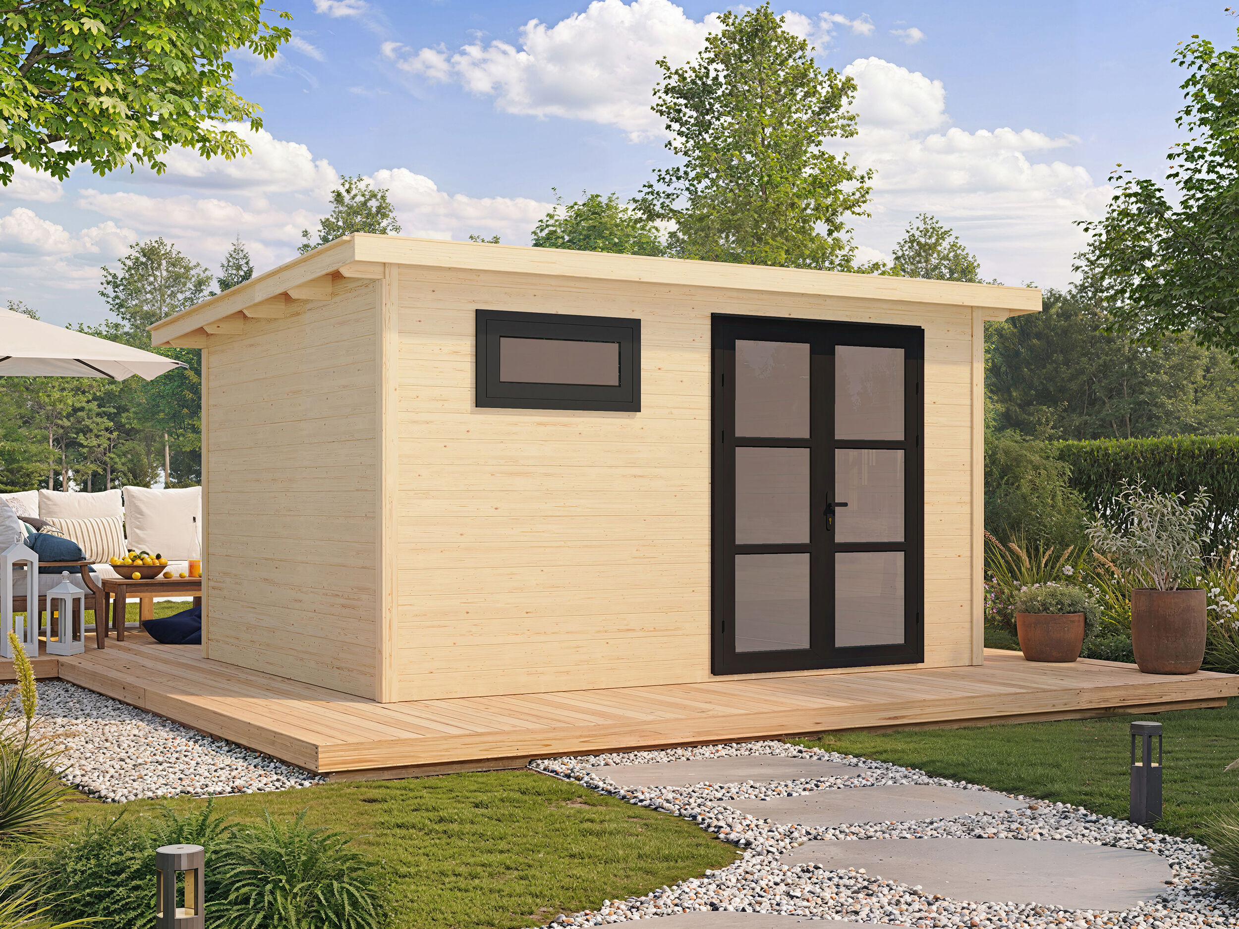 25% Rabatt ! Fjordholz Gartenhütte Modell Alu Line 28-D 4x3m Unkategorisiert online kaufen