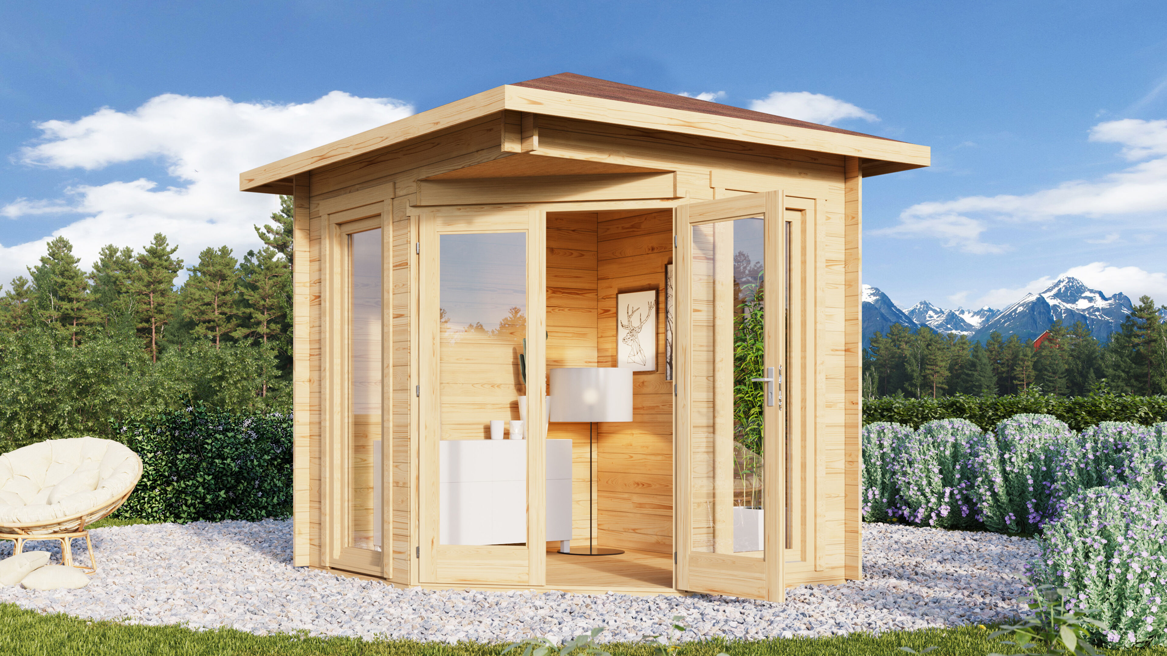 25% Rabatt ! Fjordholz Gartenhütte Modell Nina 28 D 5x5m Unkategorisiert online kaufen