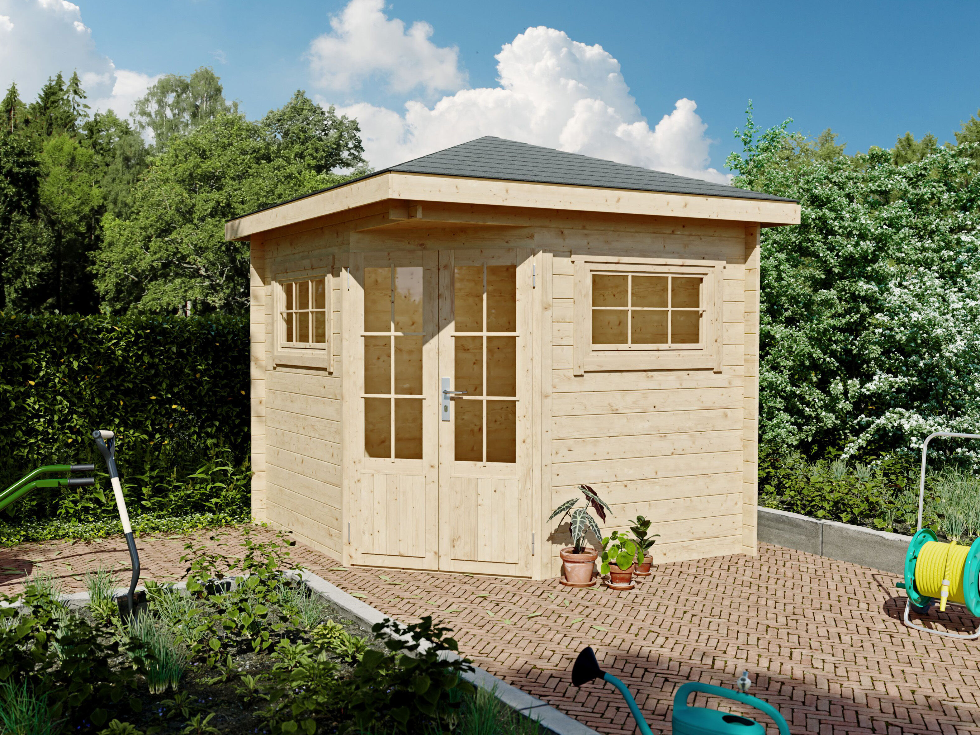 26% Rabatt ! Fjordholz 5-Eck Gartenhütte Modell Evelyn 2A 3x3m Unkategorisiert online kaufen