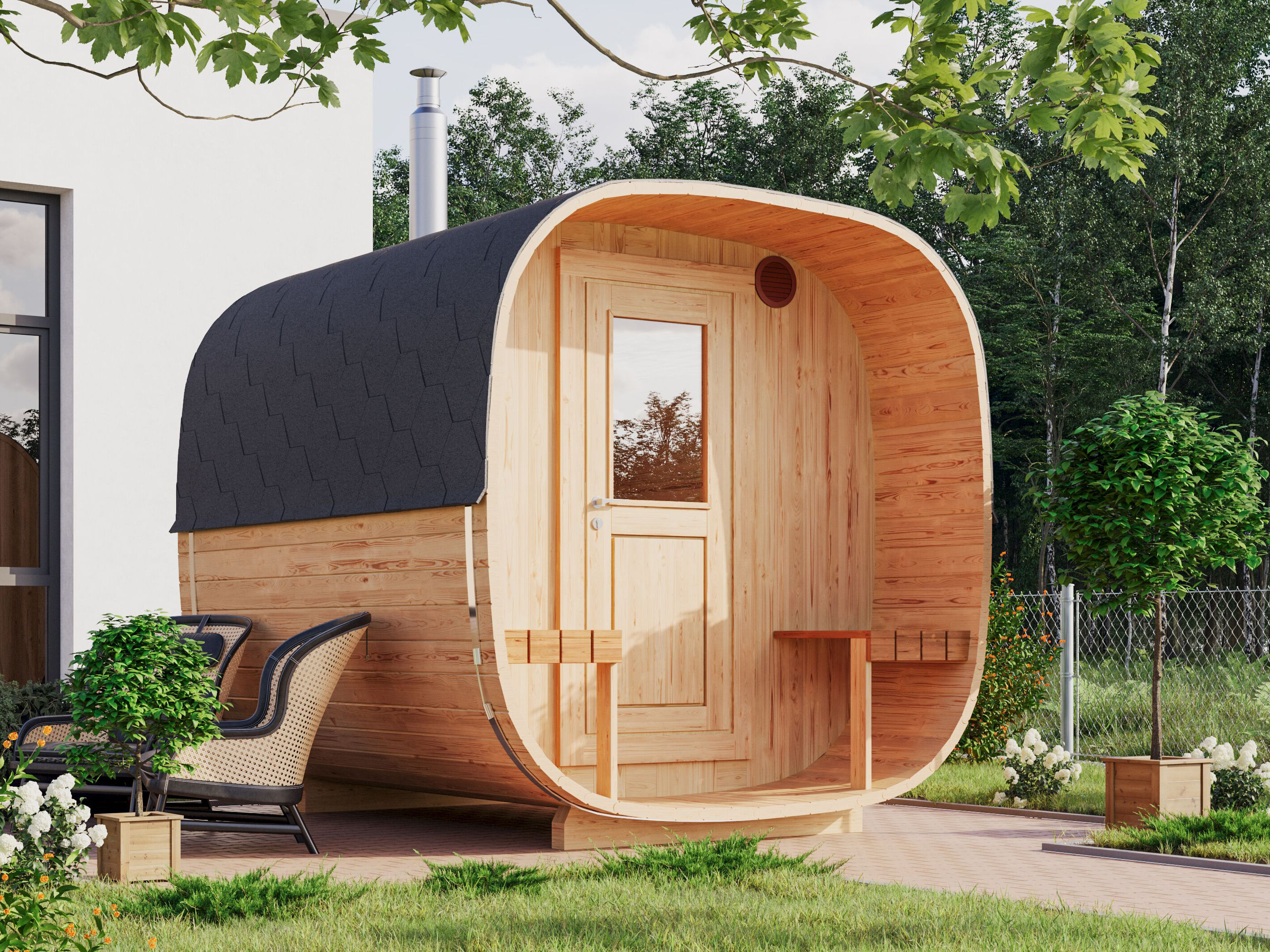 26% Rabatt ! Fjordholz Fass-Sauna Modell Quadro 240 cm Unkategorisiert online kaufen