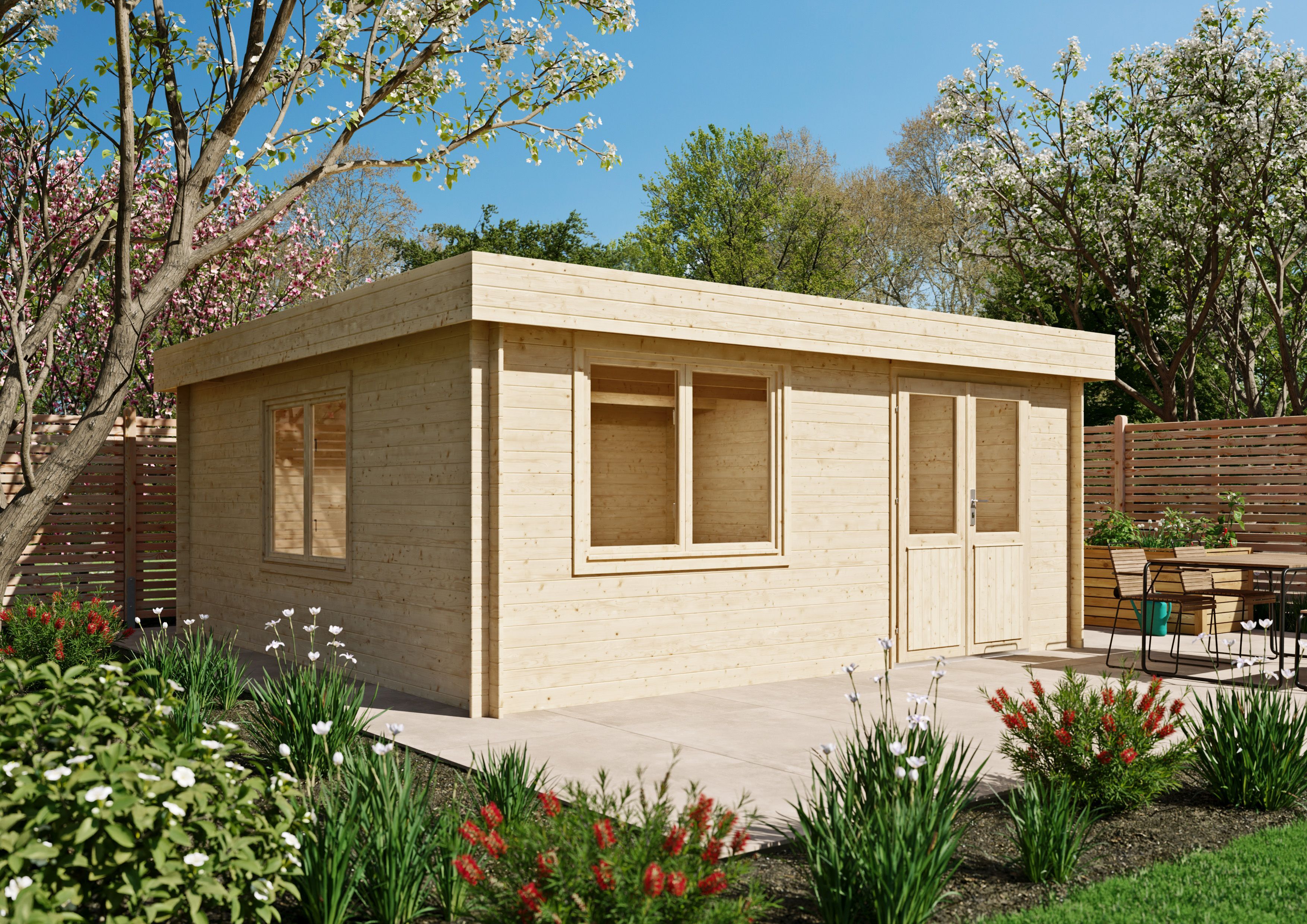 26% Rabatt ! Fjordholz Flachdach Gartenhütte Modell Orka 28 B 5x5m Unkategorisiert online kaufen