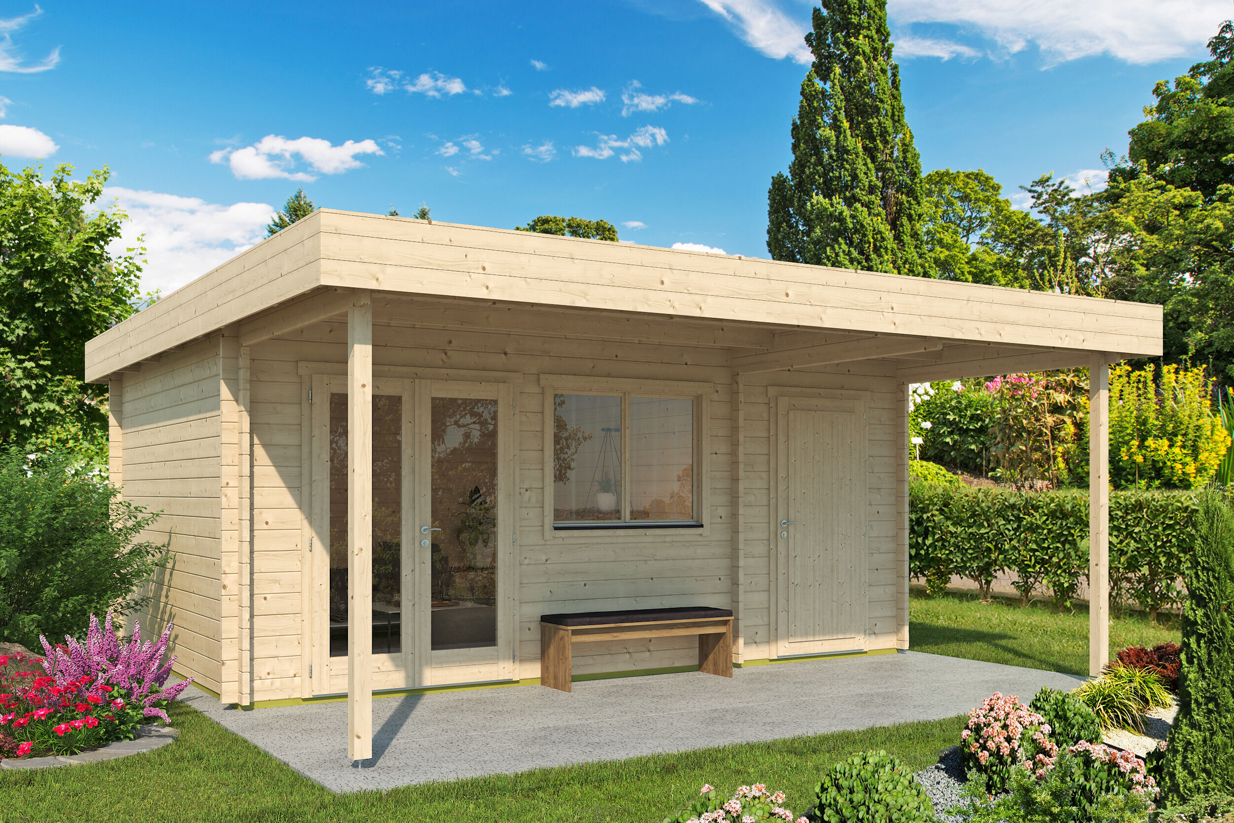 26% Rabatt ! Fjordholz Gartenhütte Modell Kurt 44 C mit Vordach Unkategorisiert online kaufen