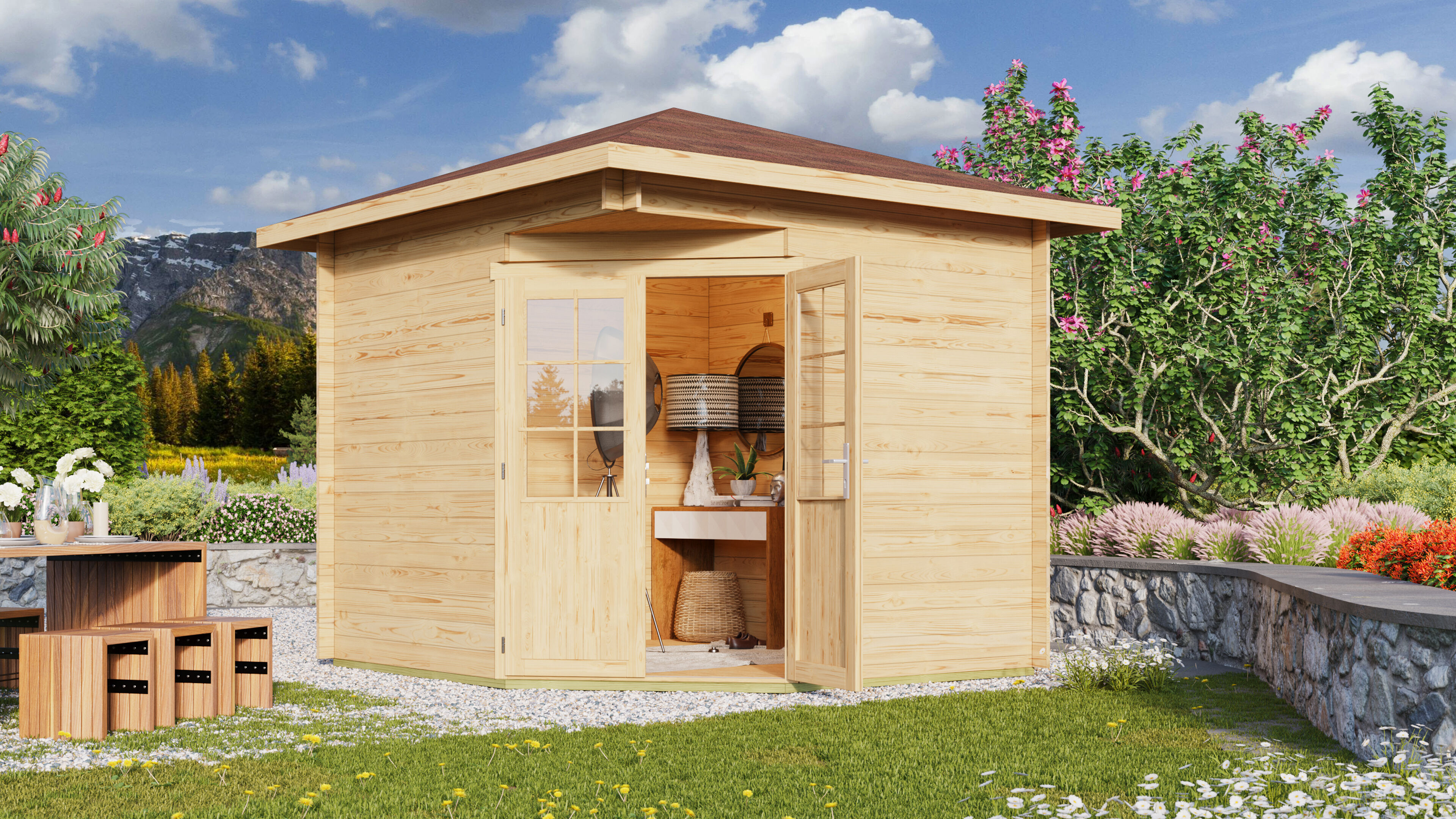 26% Rabatt ! Fjordholz Gartenhütte Modell Nelly 44 B 3x3m Unkategorisiert online kaufen