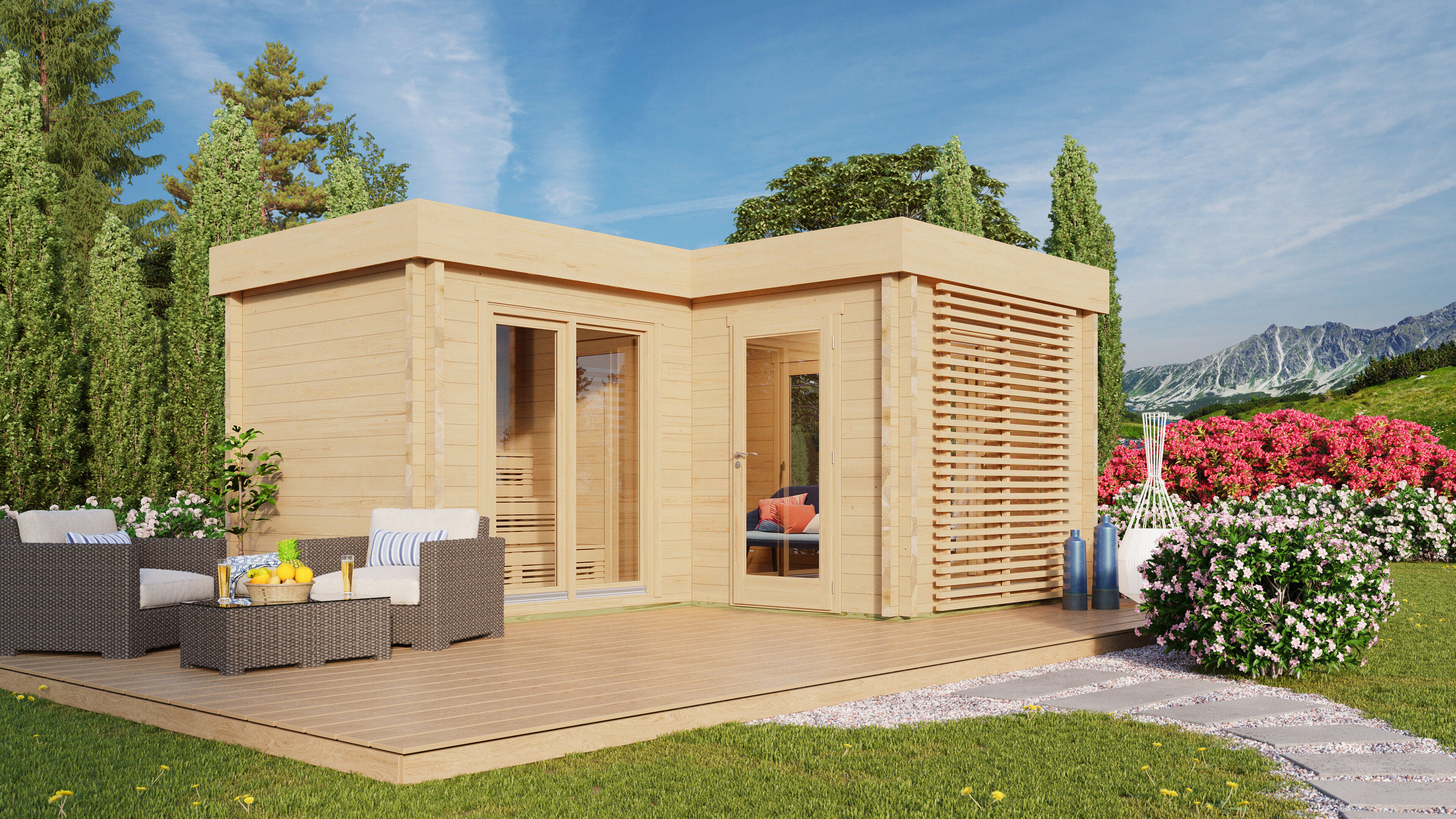 26% Rabatt ! Fjordholz Gartenhütte Modell Vaud 70 8x3m Unkategorisiert online kaufen