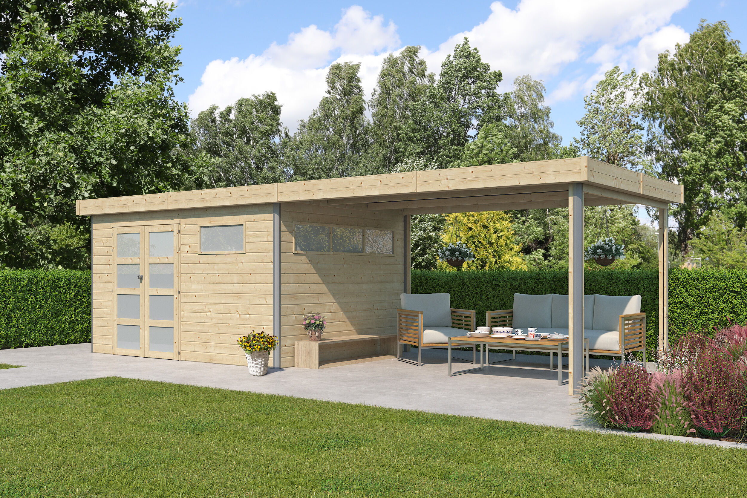 26% Rabatt ! Gartenhütte Alu-Line Modell Kasuko-M mit Anbau 8x4m Unkategorisiert online kaufen