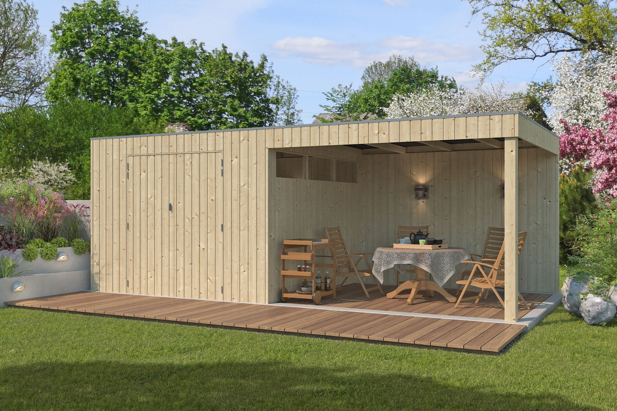 26% Rabatt ! Gartenhütte Modell QBV-Line 8,88 m² + 300 cm Anbau 6x4m Unkategorisiert online kaufen