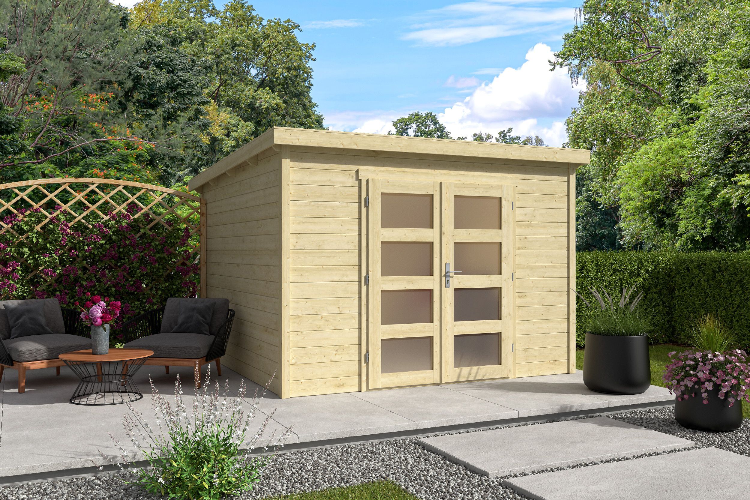 26% Rabatt ! Pultdach Gartenhütte Modell Ella 28-C 3x3m Unkategorisiert online kaufen