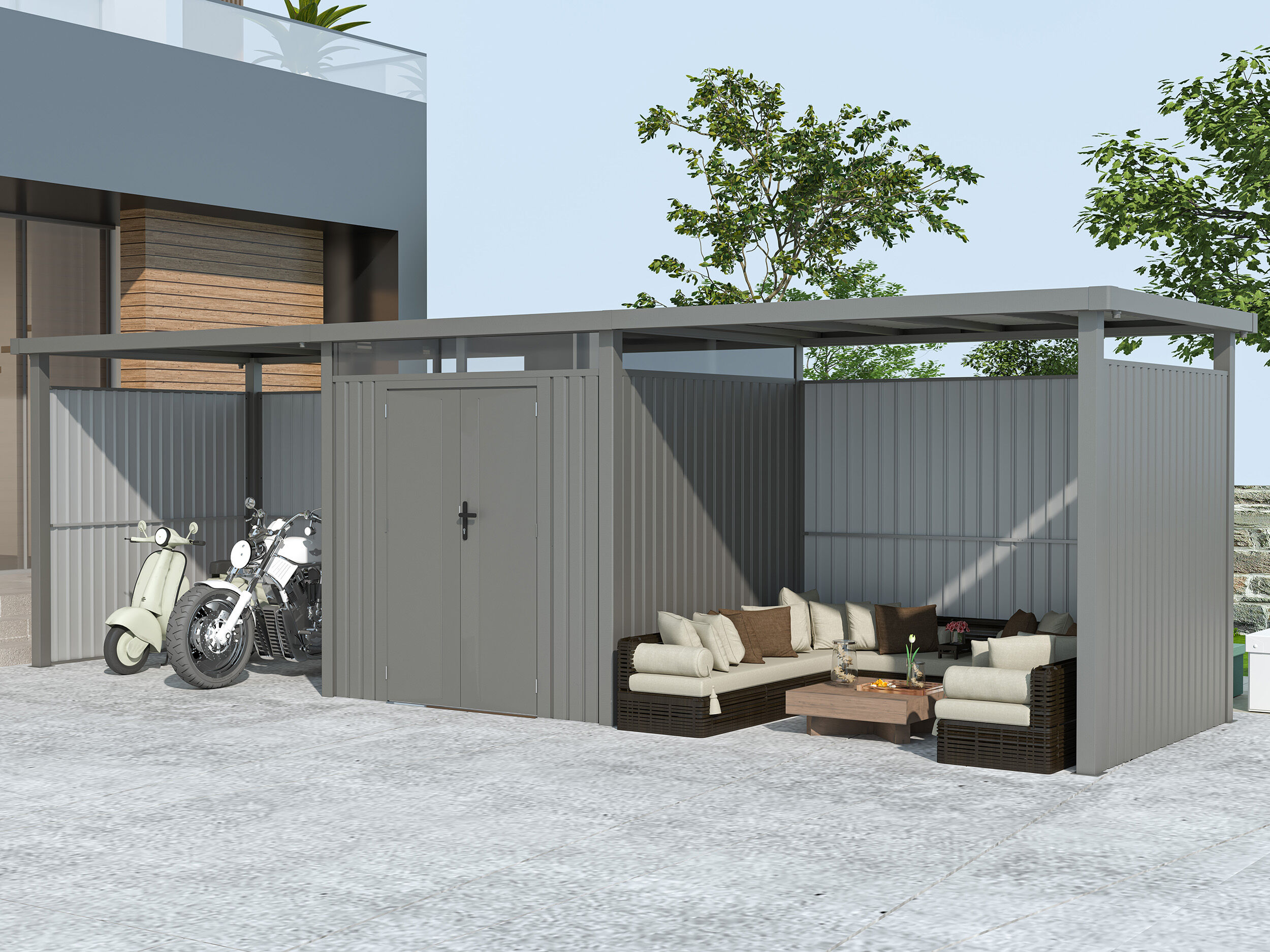33% Rabatt ! Metall Gerätehaus Modell Style 4,45 m² Spar-Set 4 7x6m Unkategorisiert online kaufen