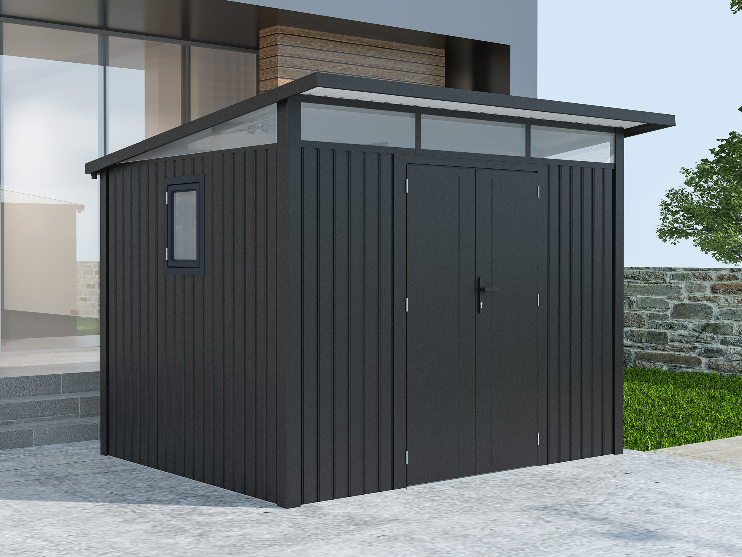 34% Rabatt ✓ 3 × 2 m | Metall Gerätehaus Skylight 5,80 m² Anthrazi | Pultdach | modern Unkategorisiert online kaufen 34% Rabatt ✓ 3 × 2 m | Metall Gerätehaus Skylight 5,80 m² Anthrazi | Pultdach | modern Unkategorisiert online kaufen