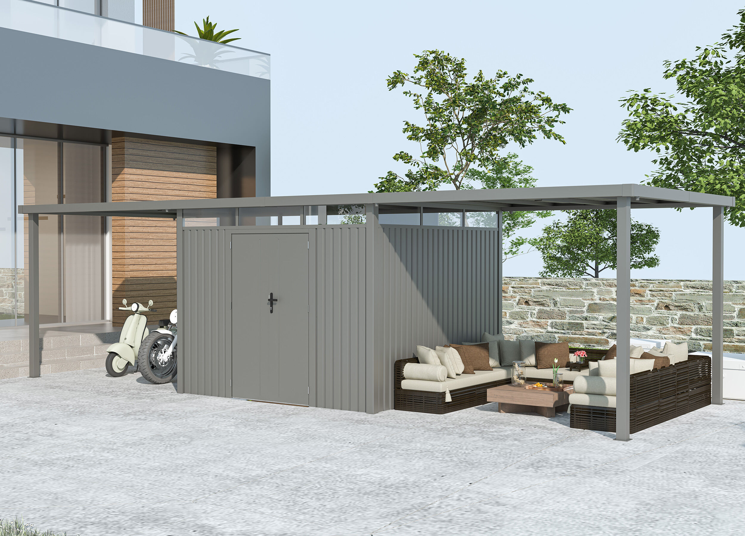 38% Rabatt ✓ 6 × 4 m | Metall Gerätehaus Style 7,56 m² Spar-Set-3 | modern Unkategorisiert online kaufen