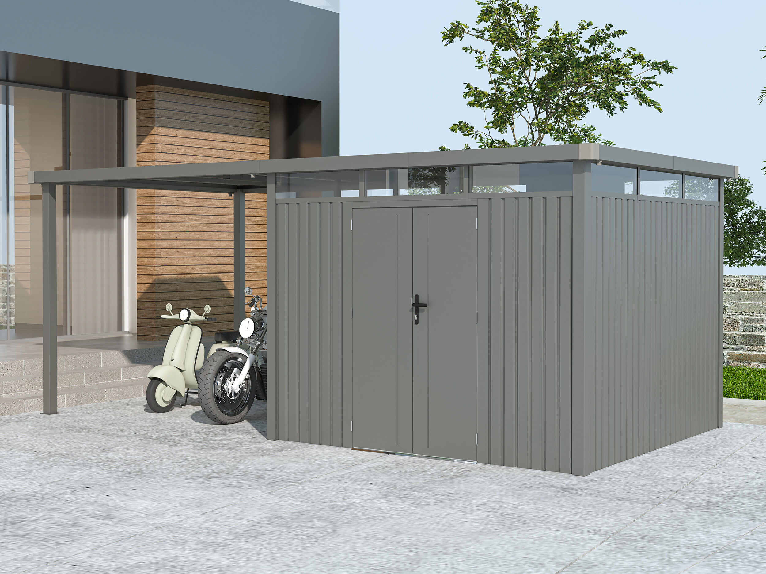 38% Rabatt ! Metall Gerätehaus Modell Style 7,56 m² Spar-Set-1 3x3m Unkategorisiert online kaufen