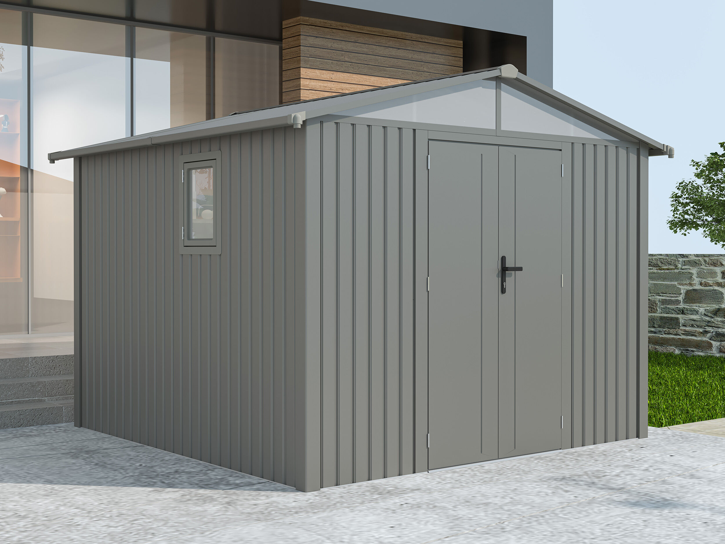 42% Rabatt ✓ 4 × 2 m | Metall Gerätehaus Trend 7,56 m² Alu Grau | Satteldach | modern Unkategorisiert online kaufen 42% Rabatt ✓ 4 × 2 m | Metall Gerätehaus Trend 7,56 m² Alu Grau | Satteldach | modern Unkategorisiert online kaufen