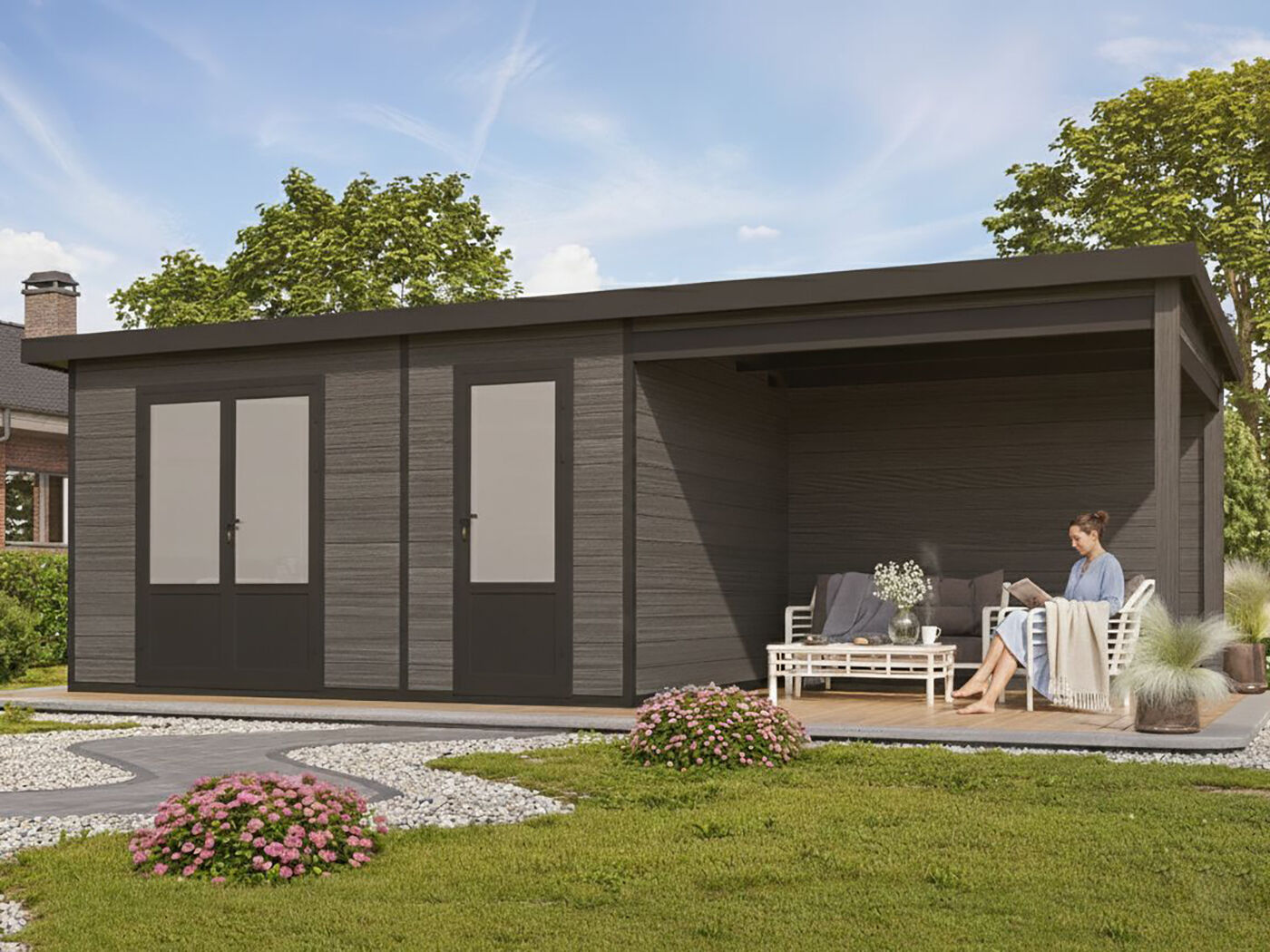 26% Rabatt ! WPC Gartenhaus Modell Style DeLuxe 2-Raum mit Loun online kaufen