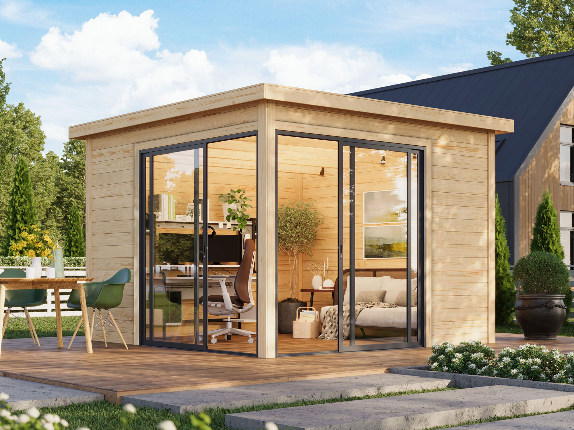 26% Rabatt ! Fjordholz Gartenhaus Modell Office IsoSlide 1 online kaufen