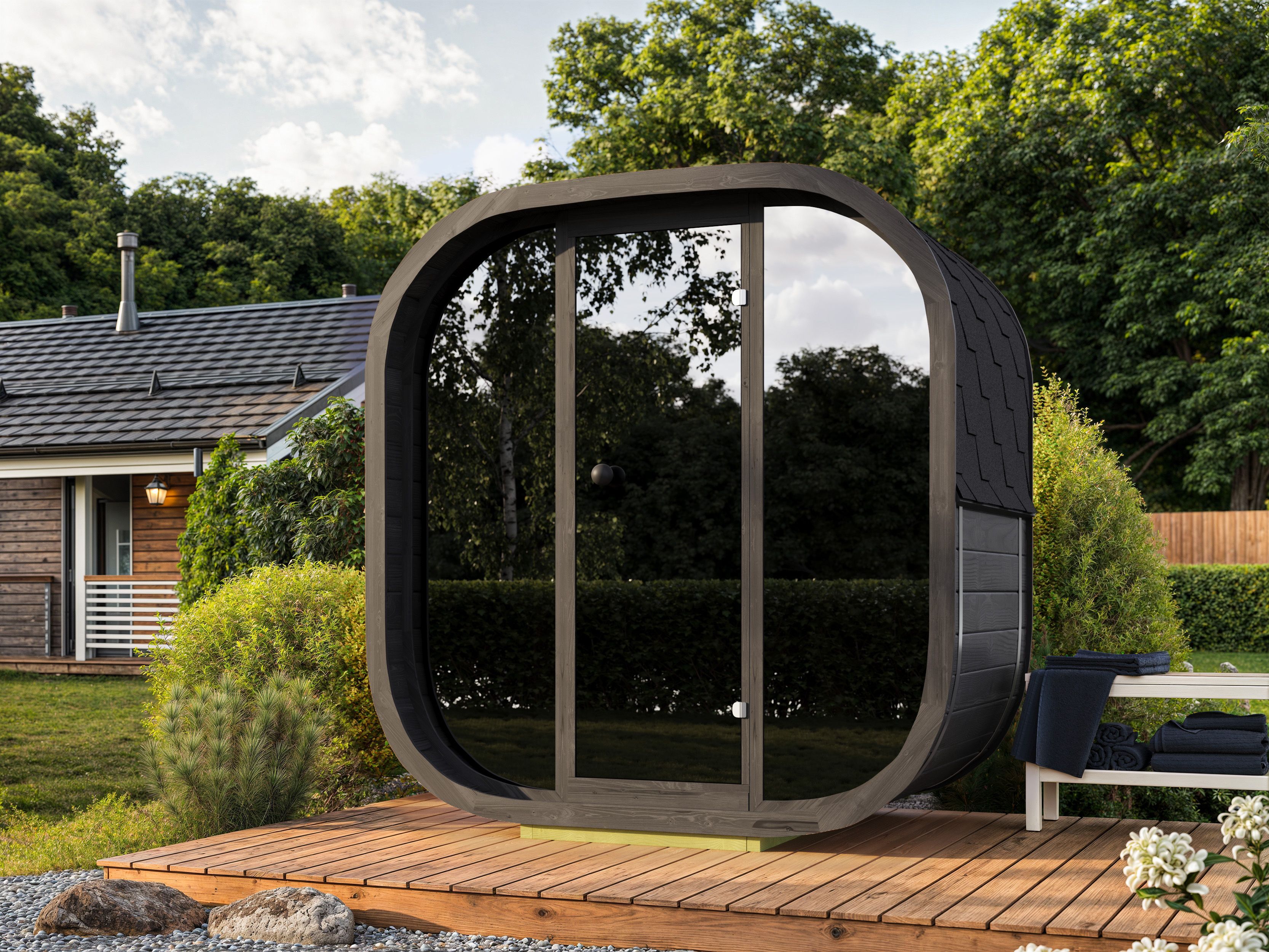 26% Rabatt ! Fjordholz Fass-Sauna Modell Cubus-2 Black Edition Unkategorisiert online kaufen