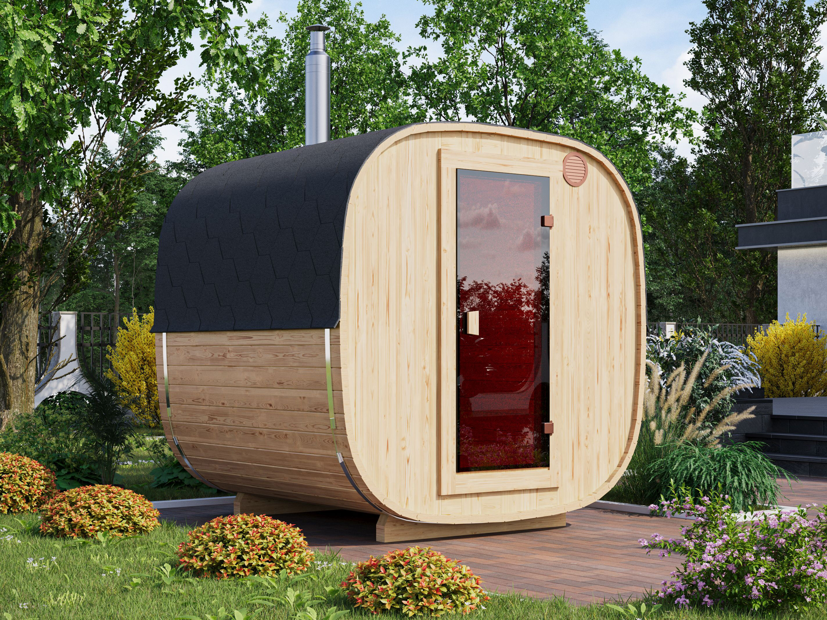 26% Rabatt ! Fjordholz Fass-Sauna Modell Quadro 200 cm online kaufen