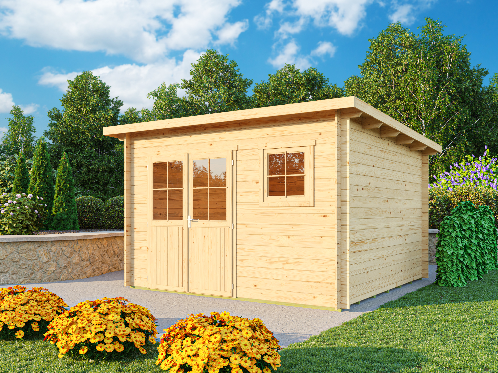 26% Rabatt ! Fjordholz Pultdach Gartenhaus Modell Ezra 5F Produktbild