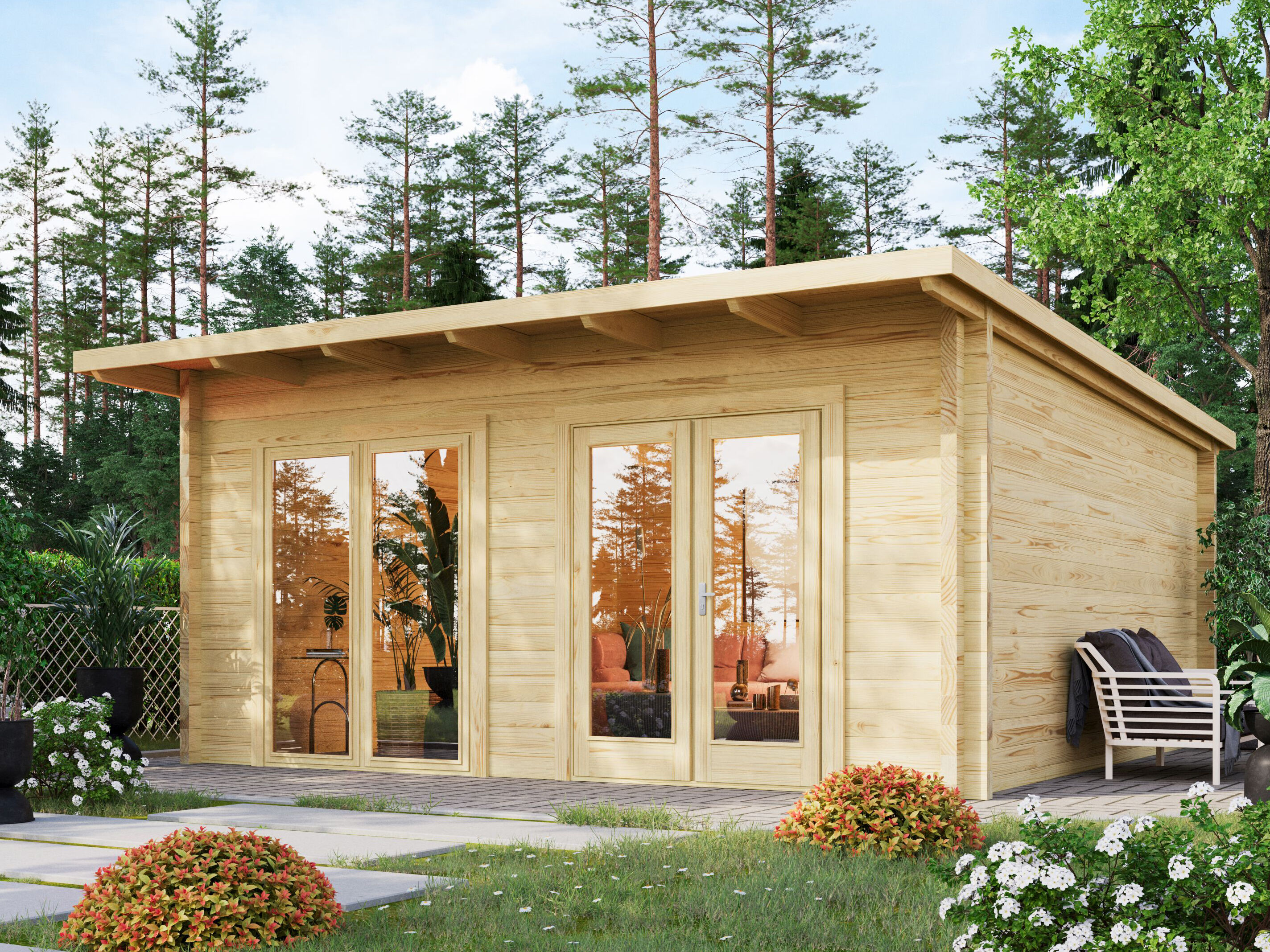 26% Rabatt ! Fjordholz Gartenhaus Modell Berlin 70 D Modern mit Produktbild