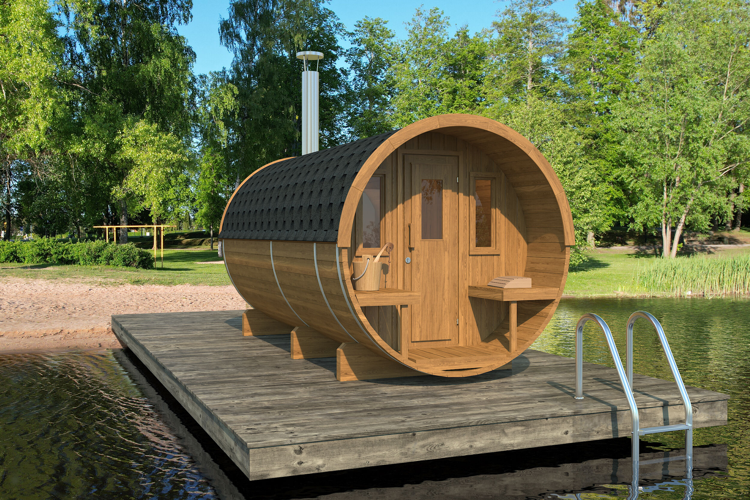 26% Rabatt ! Fjordholz Fass-Sauna Modell 400 online kaufen