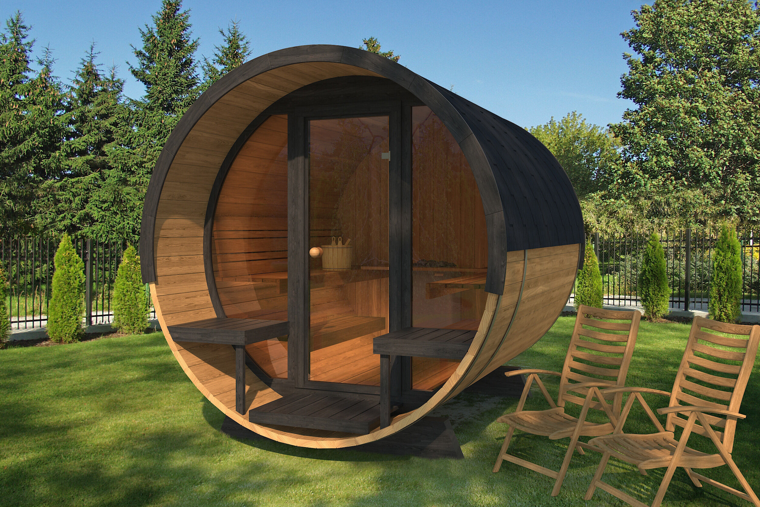 26% Rabatt ! Fjordholz Fass-Sauna Modell DeLux 280 Thermo online kaufen