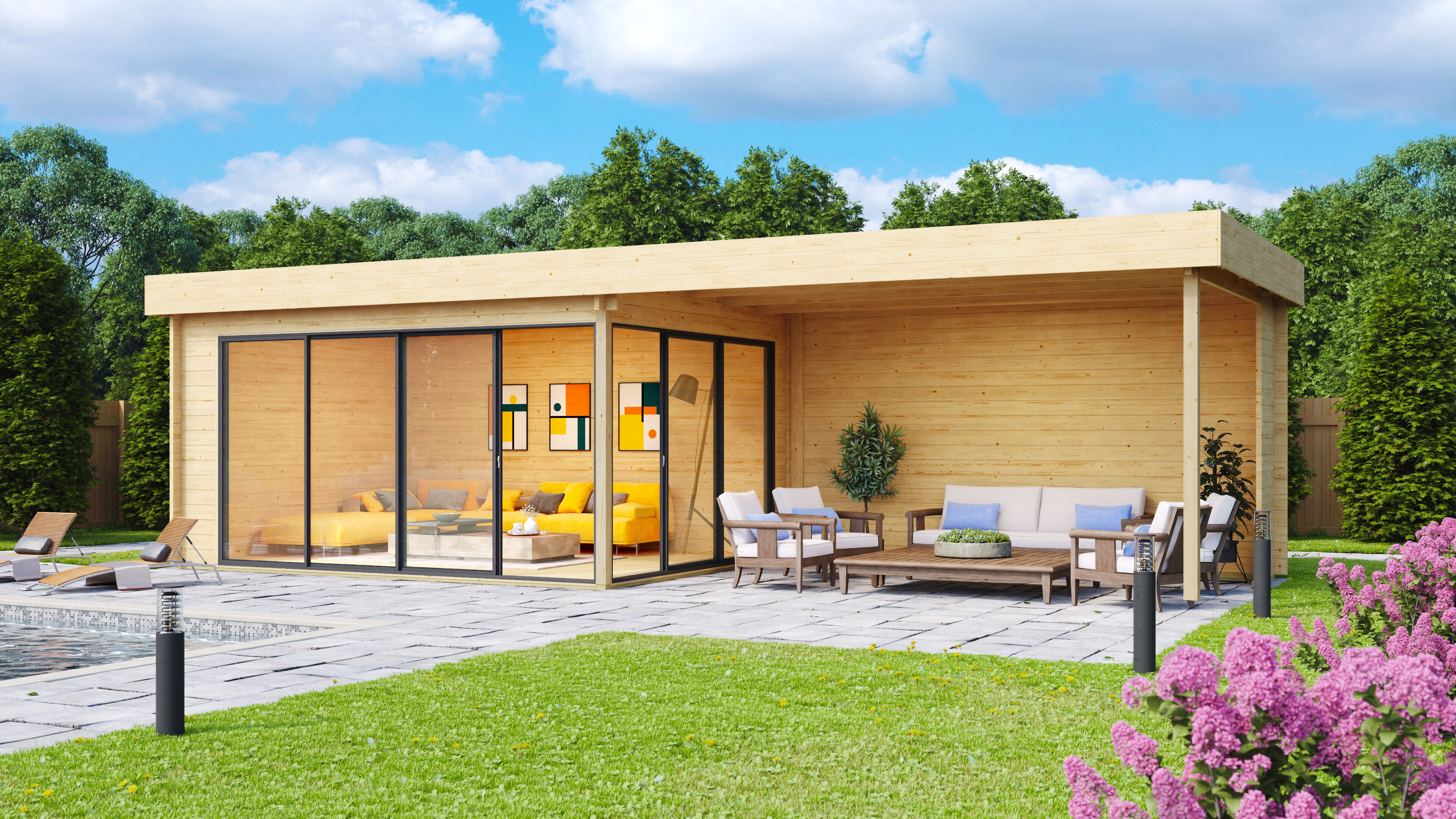 26% Rabatt ! Fjordholz Gartenhaus Alu Concept 70 A mit Anbau online kaufen
