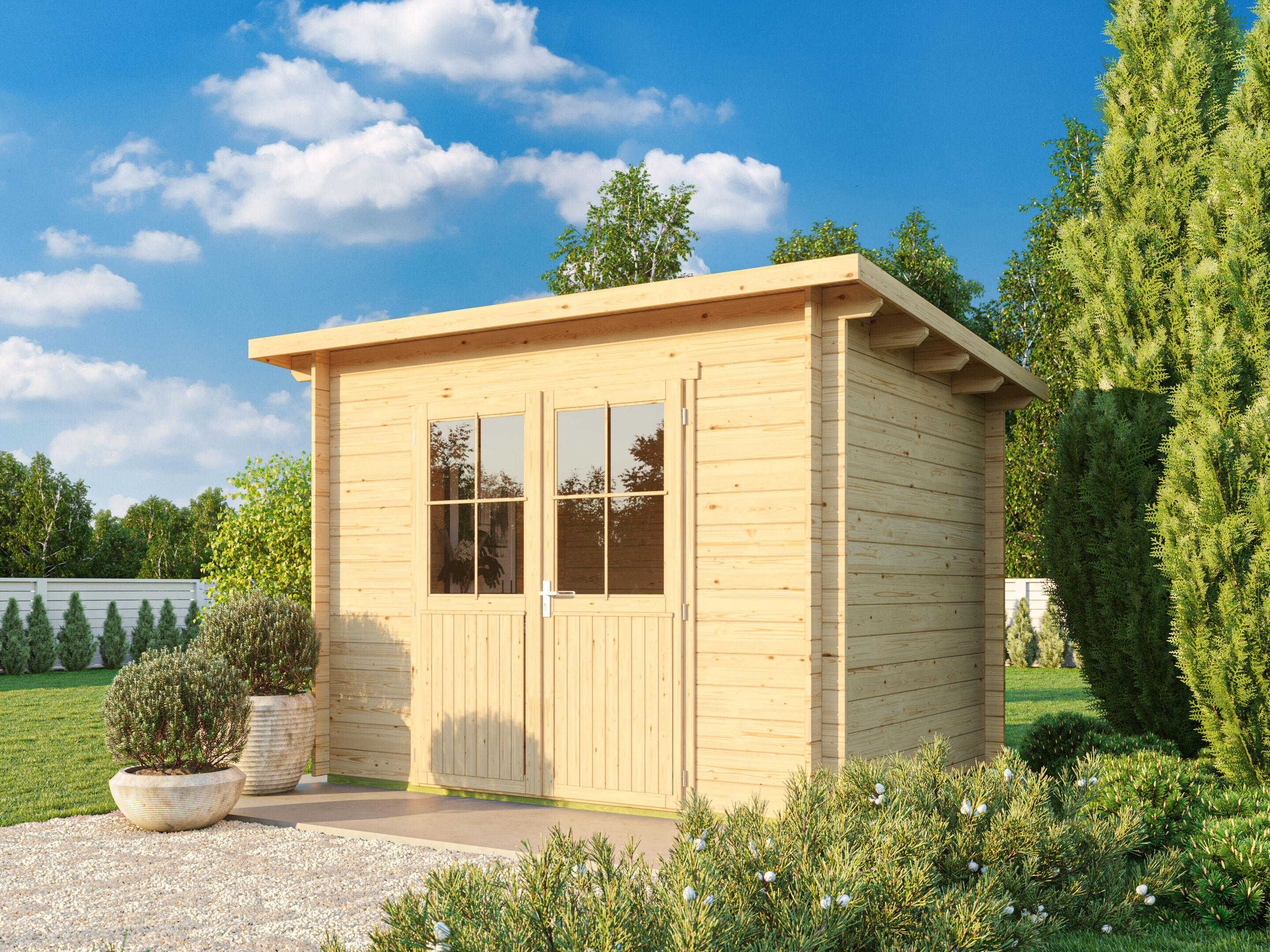26% Rabatt ! Fjordholz Pultdach Gartenhaus Modell Ezra 2D online kaufen