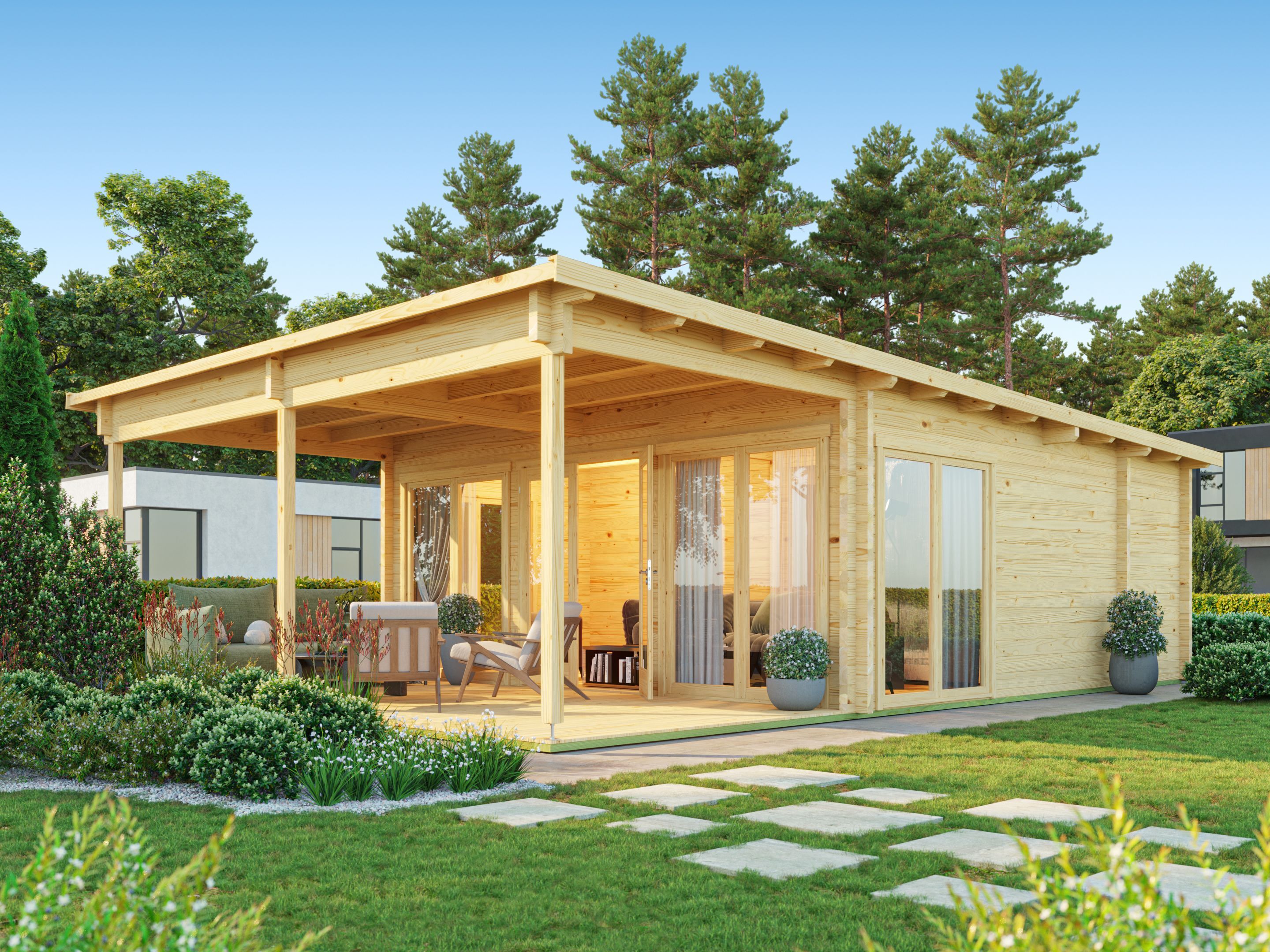 26% Rabatt ! Fjordholz Gartenhaus Modell Taunus 70 mit Vordach online kaufen