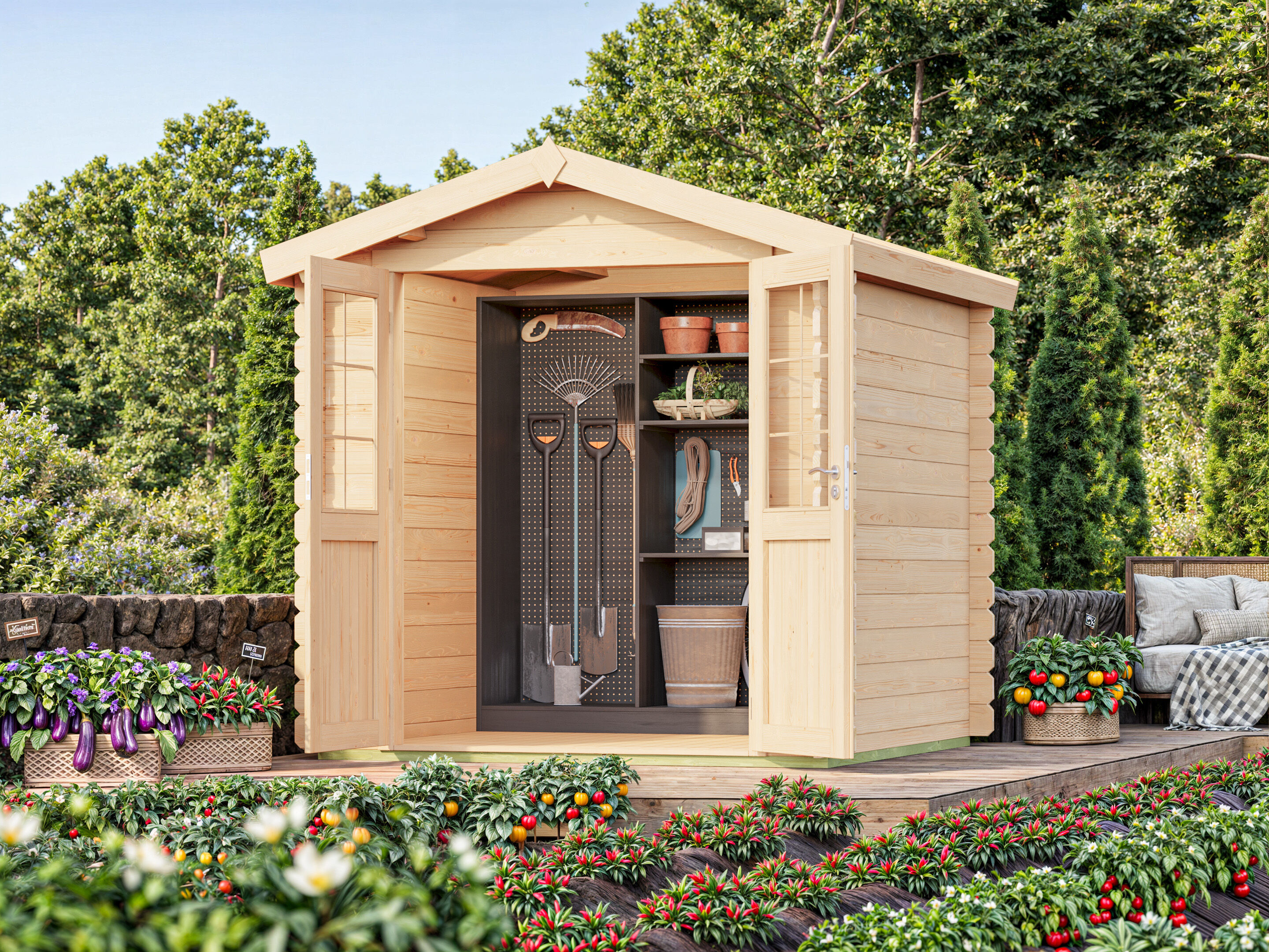 26% Rabatt ! Fjordholz Gartenhaus Modell Bente 28 B online kaufen