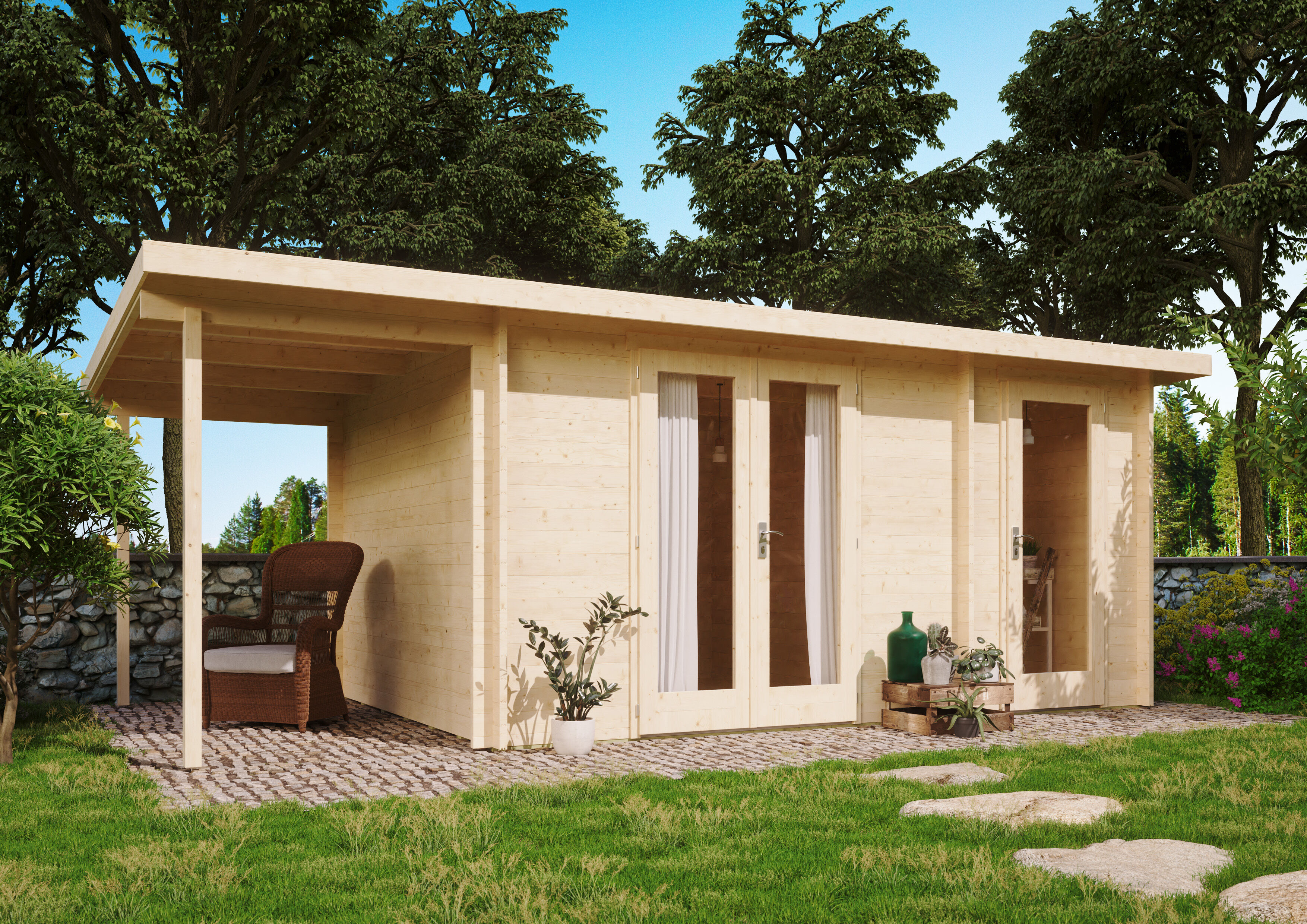 26% Rabatt ! Fjordholz Gartenhaus Modell Carin 44 C +SD online kaufen