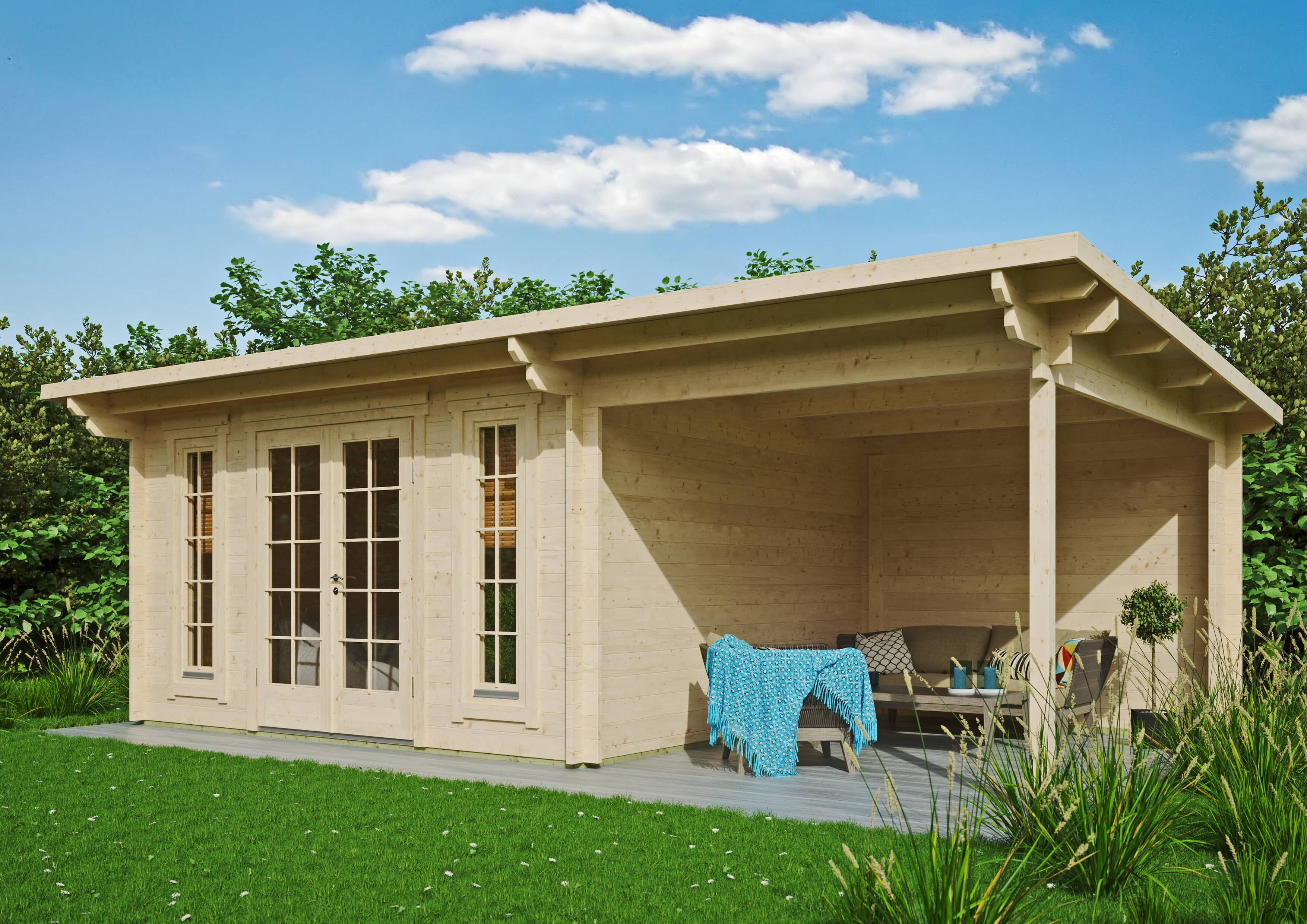 26% Rabatt ! Fjordholz Gartenhaus Modell Jacob 44 C mit Seitend online kaufen
