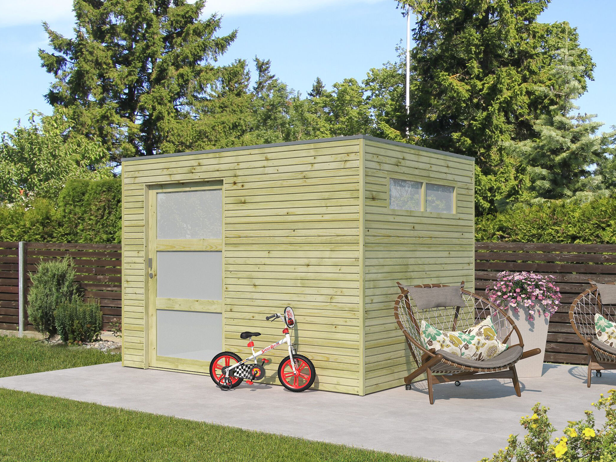 26% Rabatt ! Gartenhaus Modell QBS-Line 6,30 m² online kaufen