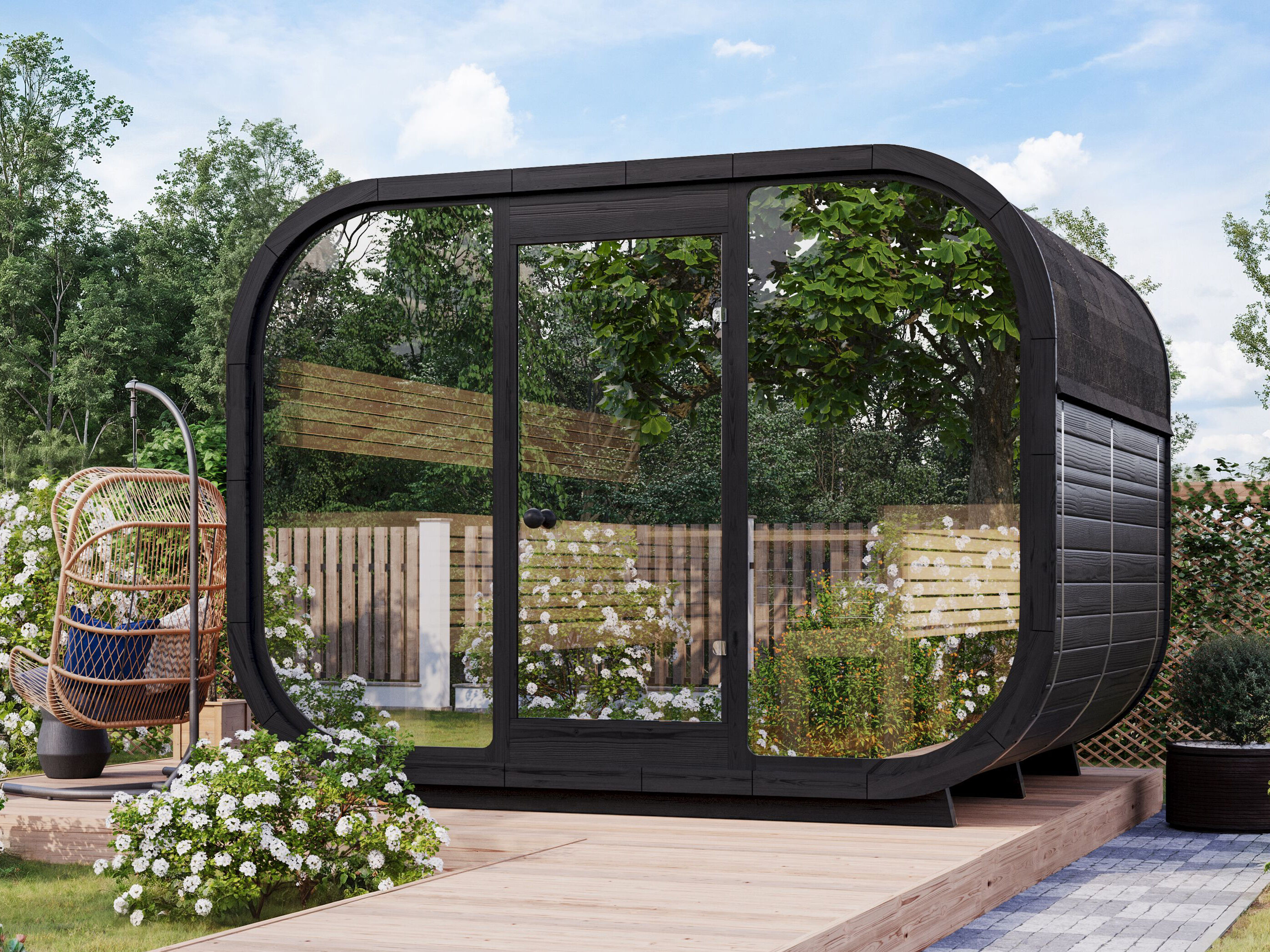 26% Rabatt ! Fjordholz Fass-Sauna Modell Luxe-3 Premium Black E online kaufen