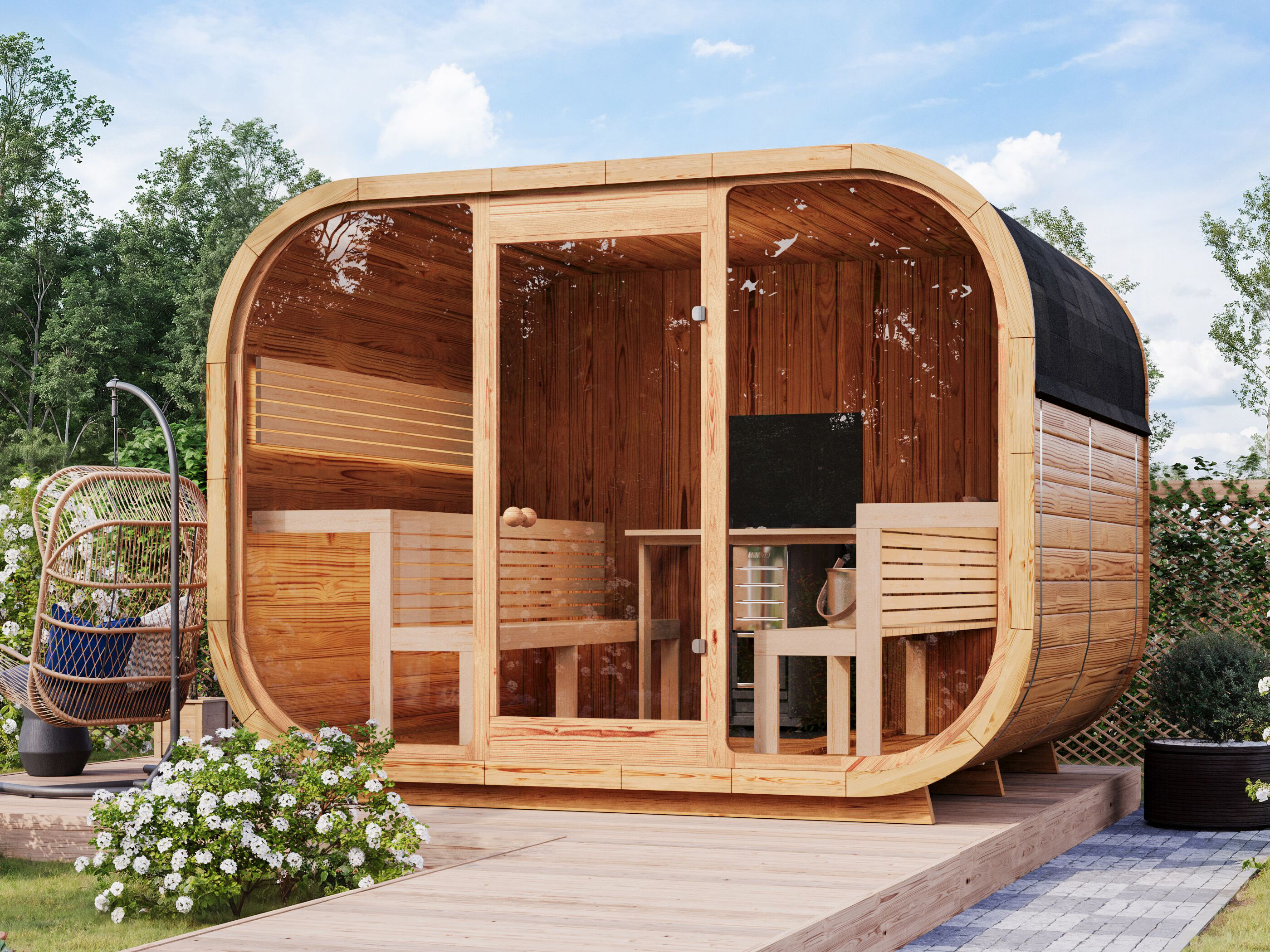 26% Rabatt ! Fjordholz Fass-Sauna Modell Luxe-3 Premium online kaufen