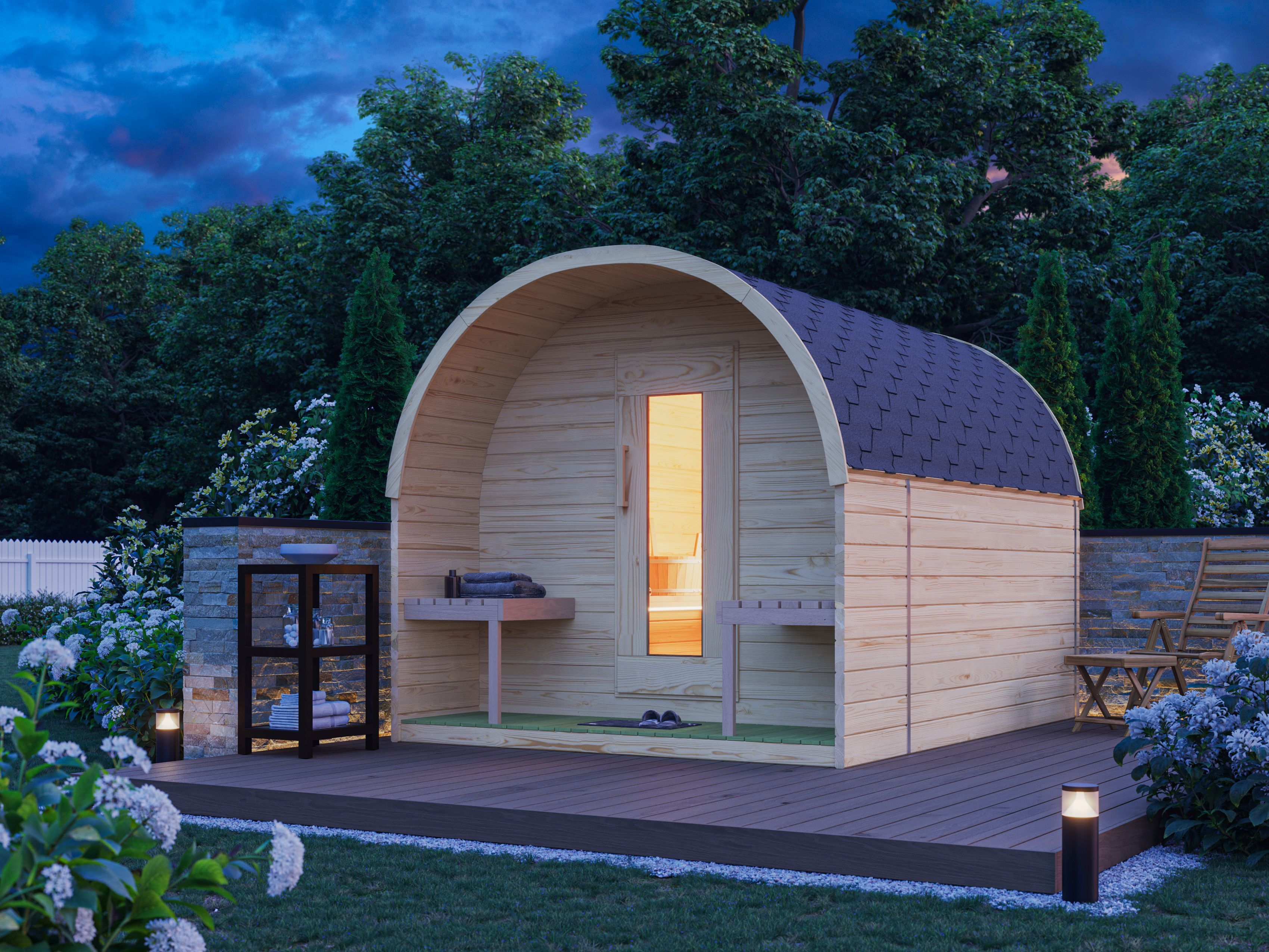26% Rabatt ! Fjordholz Pod Sauna Modell Luxe 300 cm online kaufen