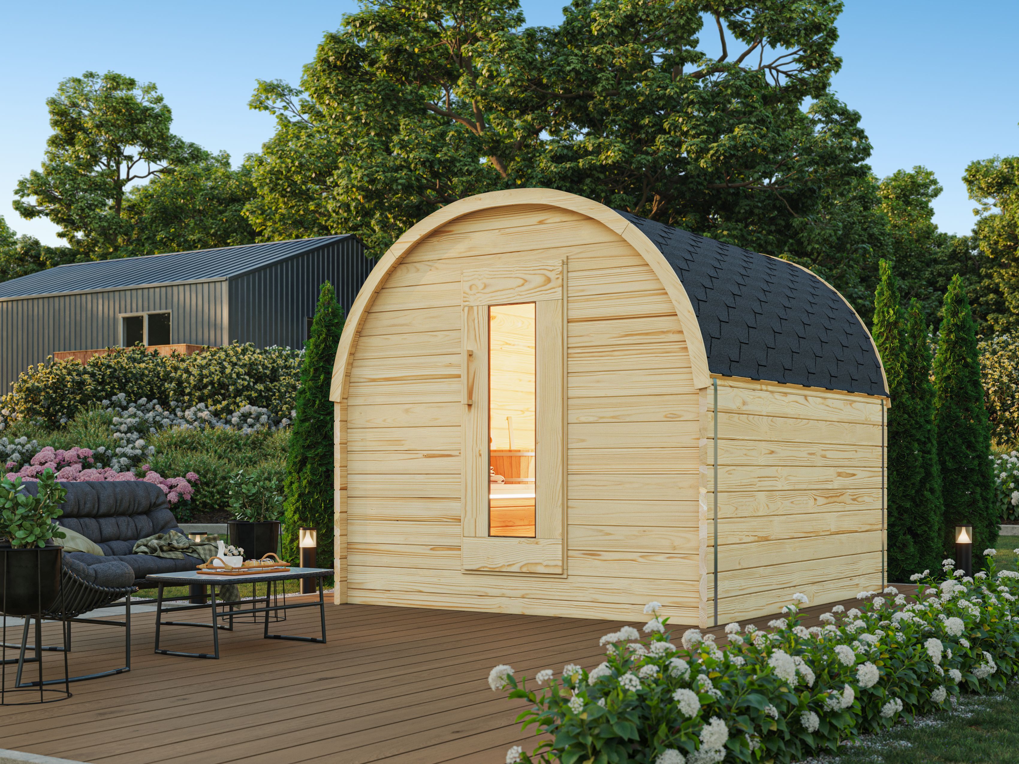 26% Rabatt ! Fjordholz Pod Sauna Modell Luxe 240 cm online kaufen