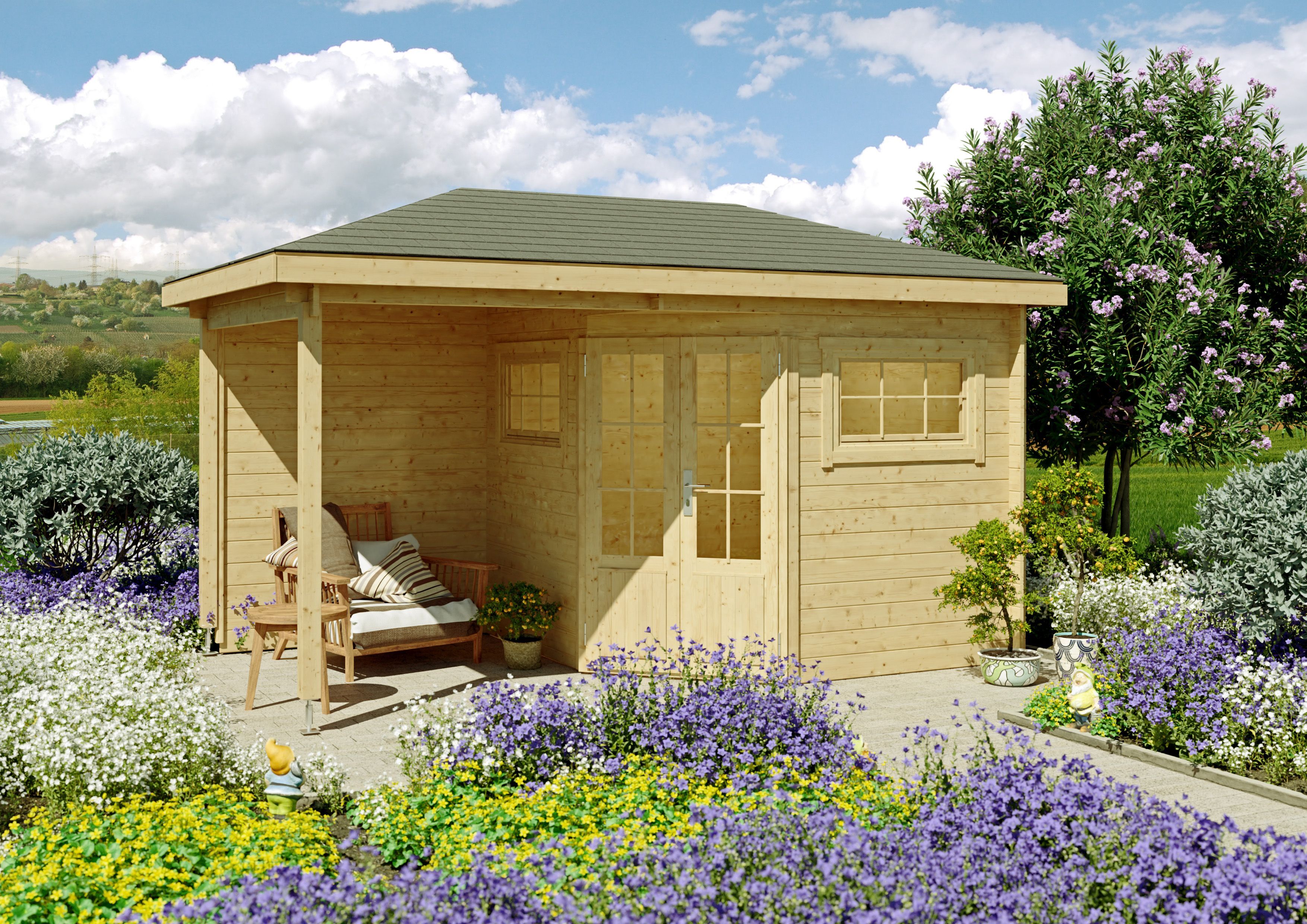 26% Rabatt ! Fjordholz 5-Eck Gartenhaus Modell Evelyn 2B online kaufen