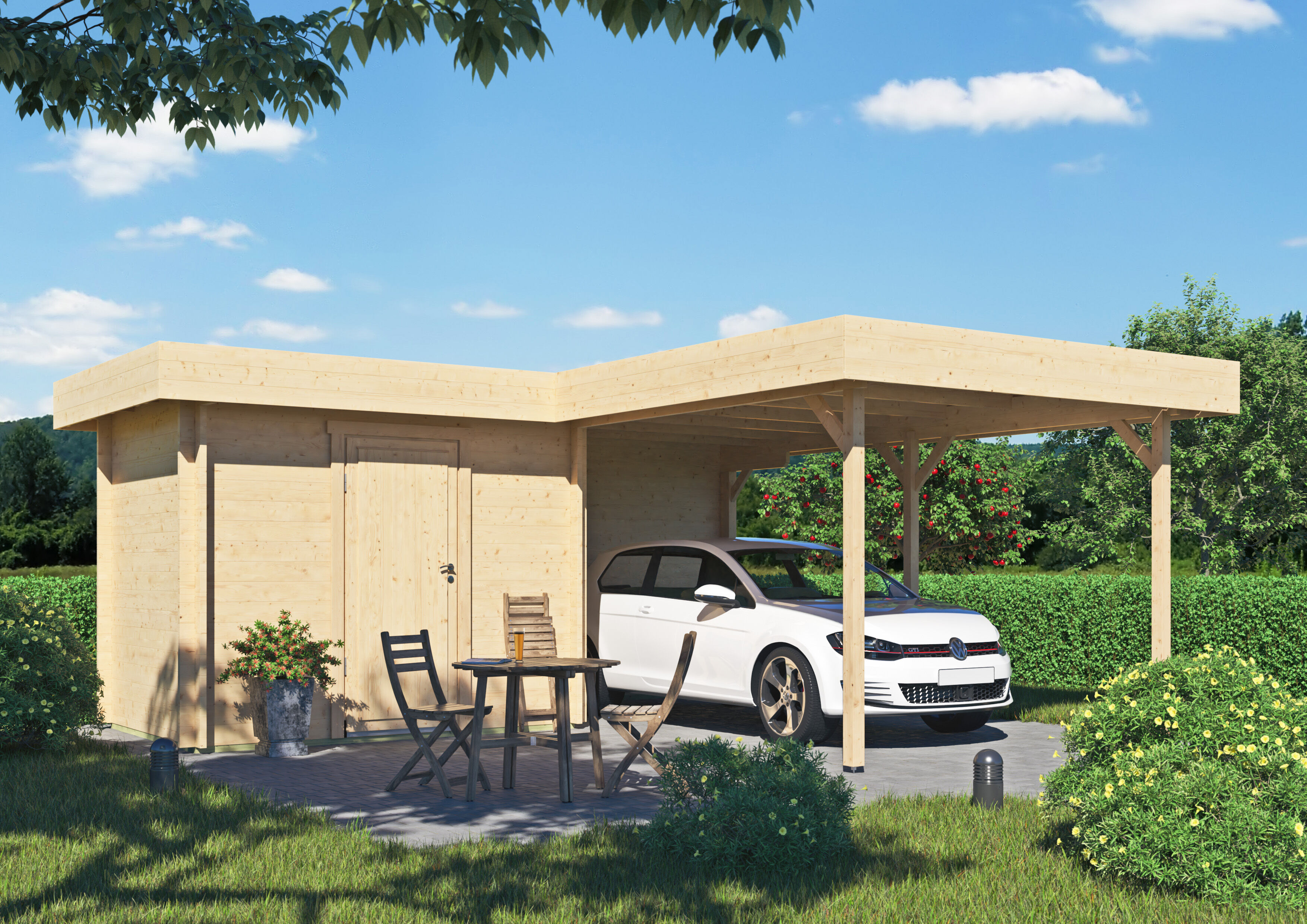 26% Rabatt ! Fjordholz Carport mit Abstellraum Modell Kampen 70 online kaufen