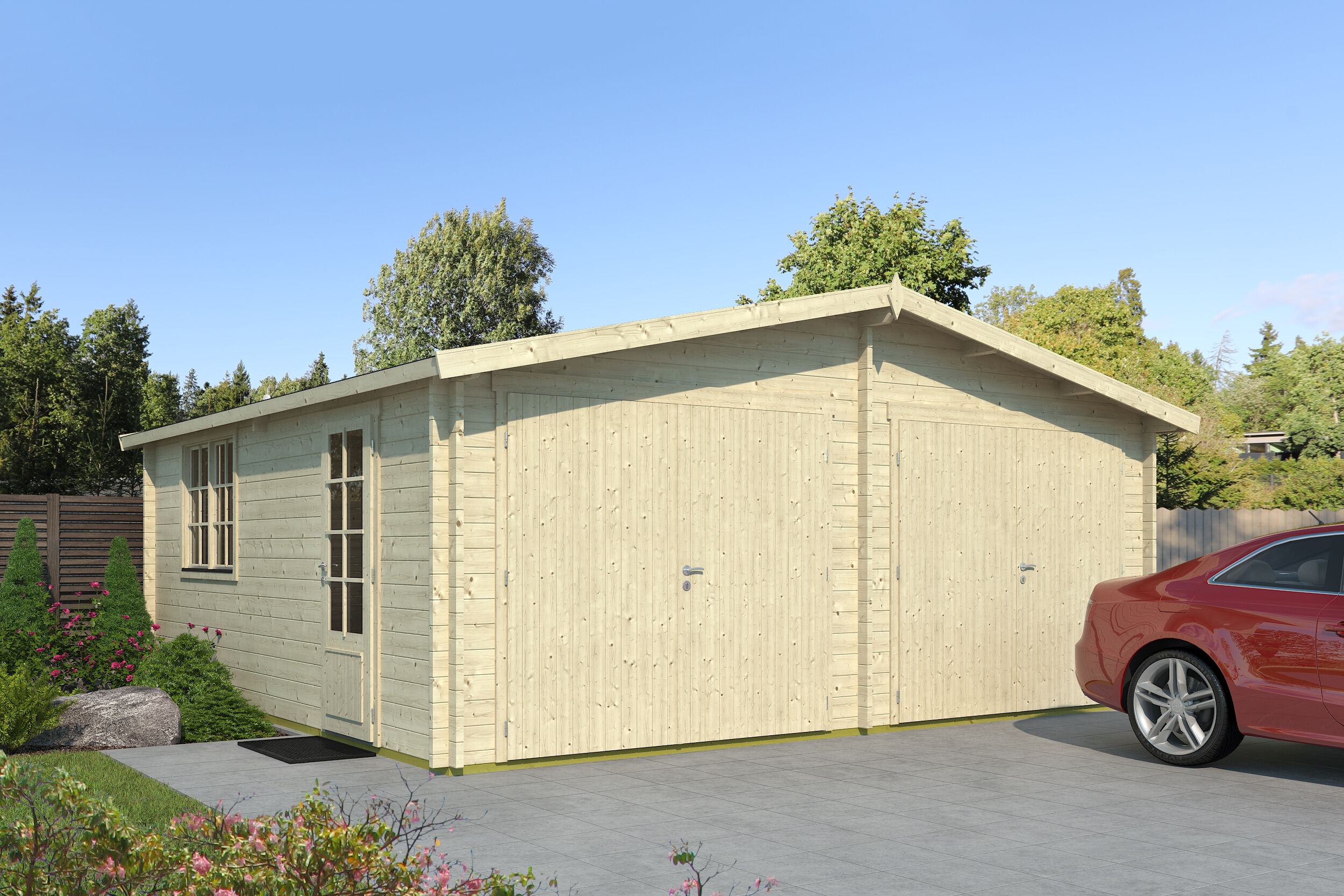 26% Rabatt ! Fjordholz Doppel Holzgarage Modell Zeeland 70 online kaufen