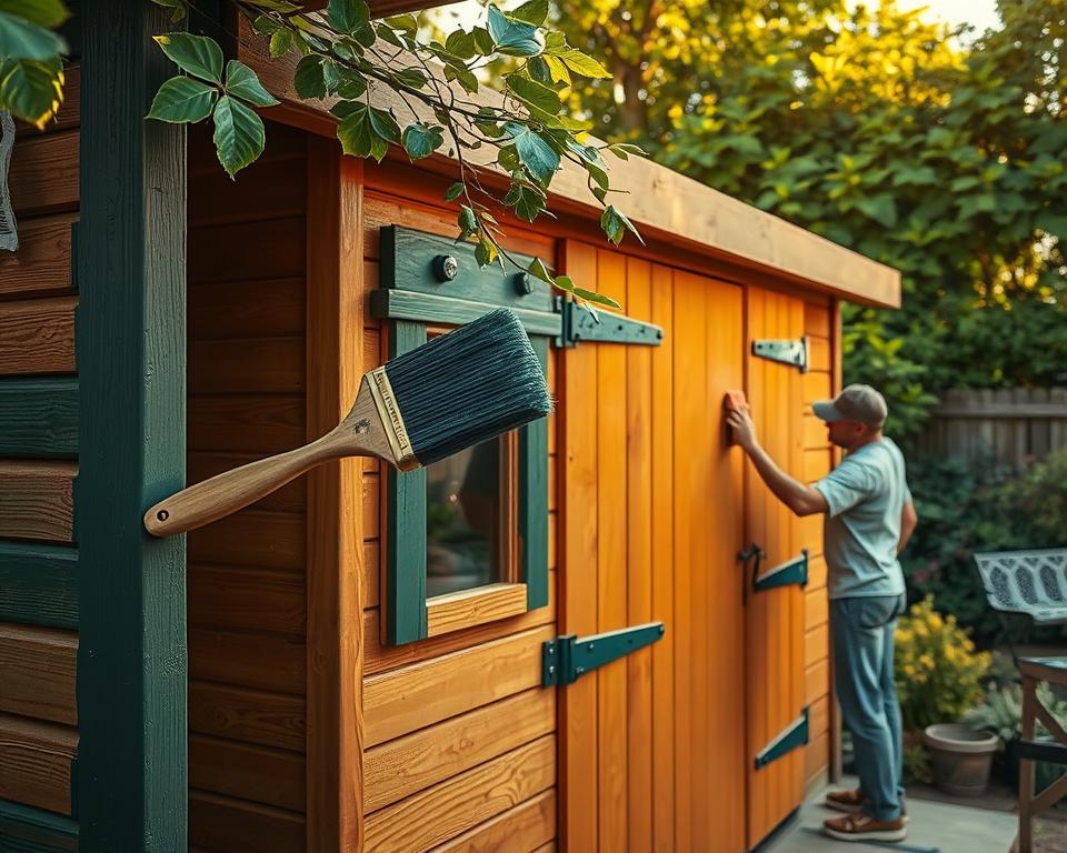 Farbauftrag Techniken für Gartenhäuser