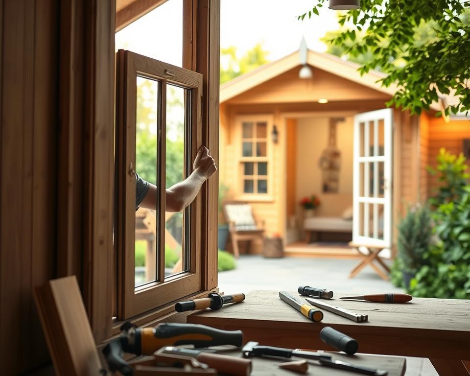 Fenster einbauen Gartenhaus