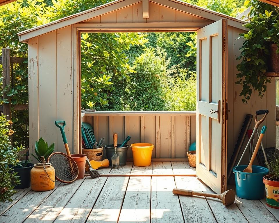 Holzoberfläche reinigen Gartenhaus