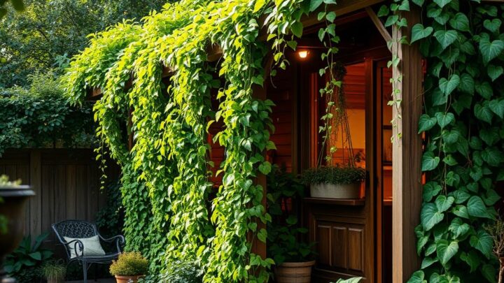 Kletterpflanzen am Gartenhaus aus Holz: Ohne Schäden anbringen