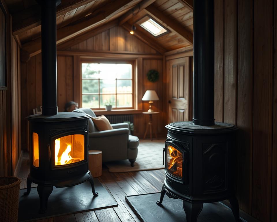 Holzofen im Gartenhaus