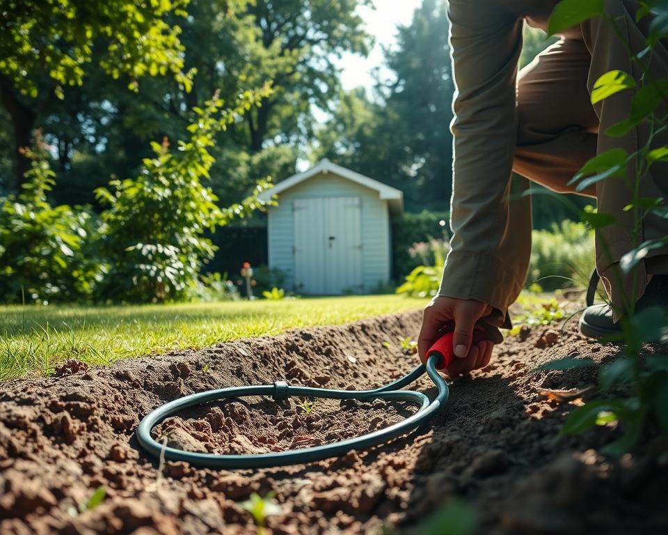 Erdkabel verlegen Gartenhaus