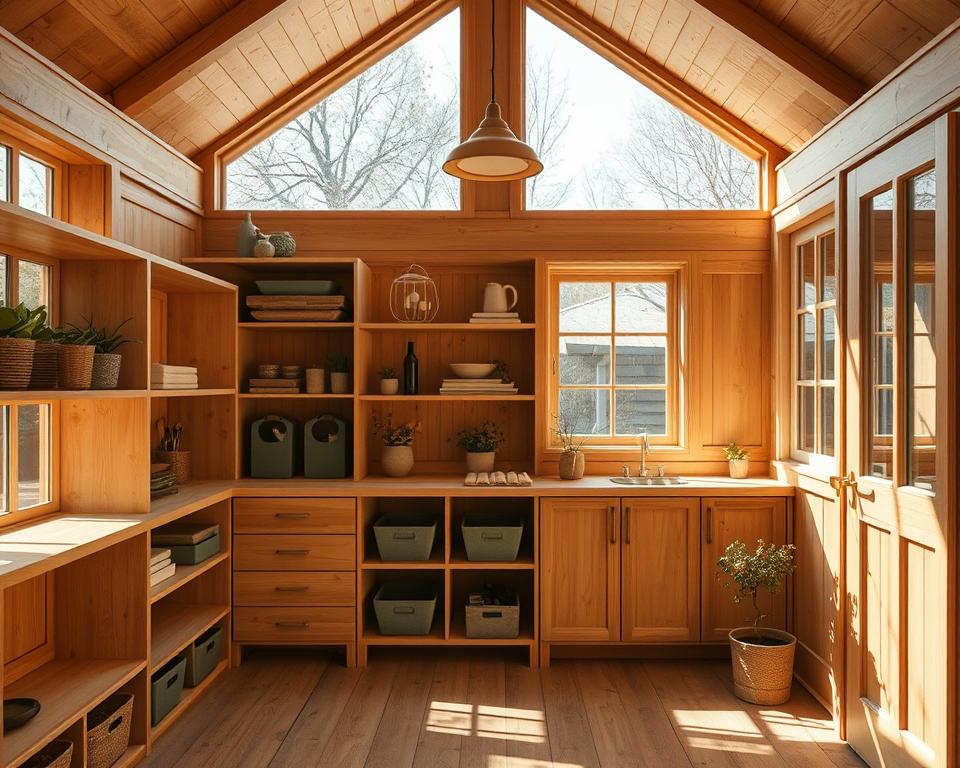 Gartenhaus Raumoptimierung Stauraum