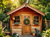 Holz-Gartenhütte günstig und schön dekorieren