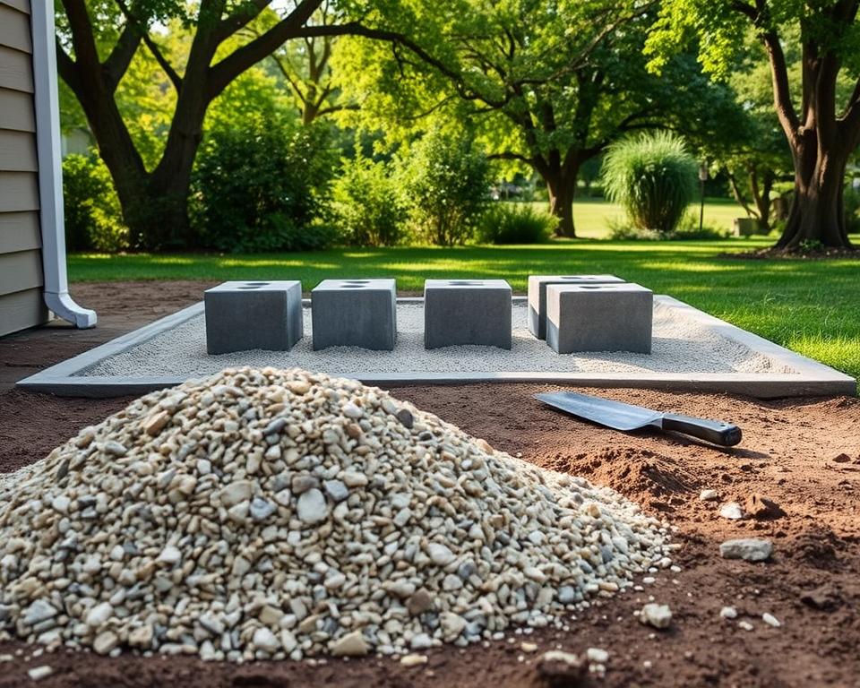 Materialien für Gartenhausfundament