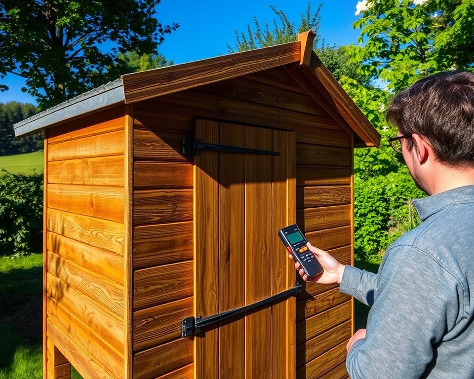 Messung Holzfeuchte Gartenhaus